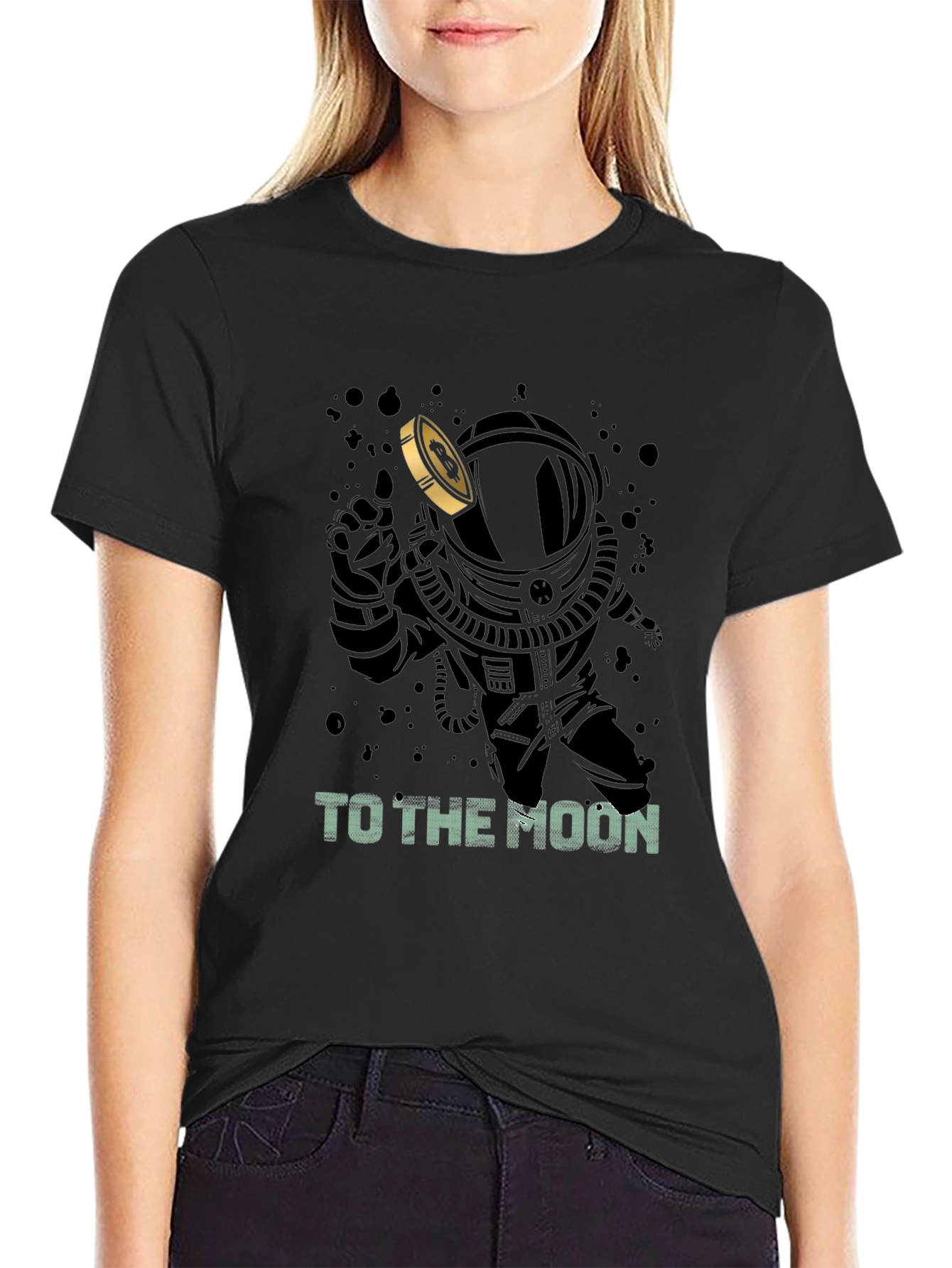 To The Moon Astronaut Graphic T-Shirt - Black