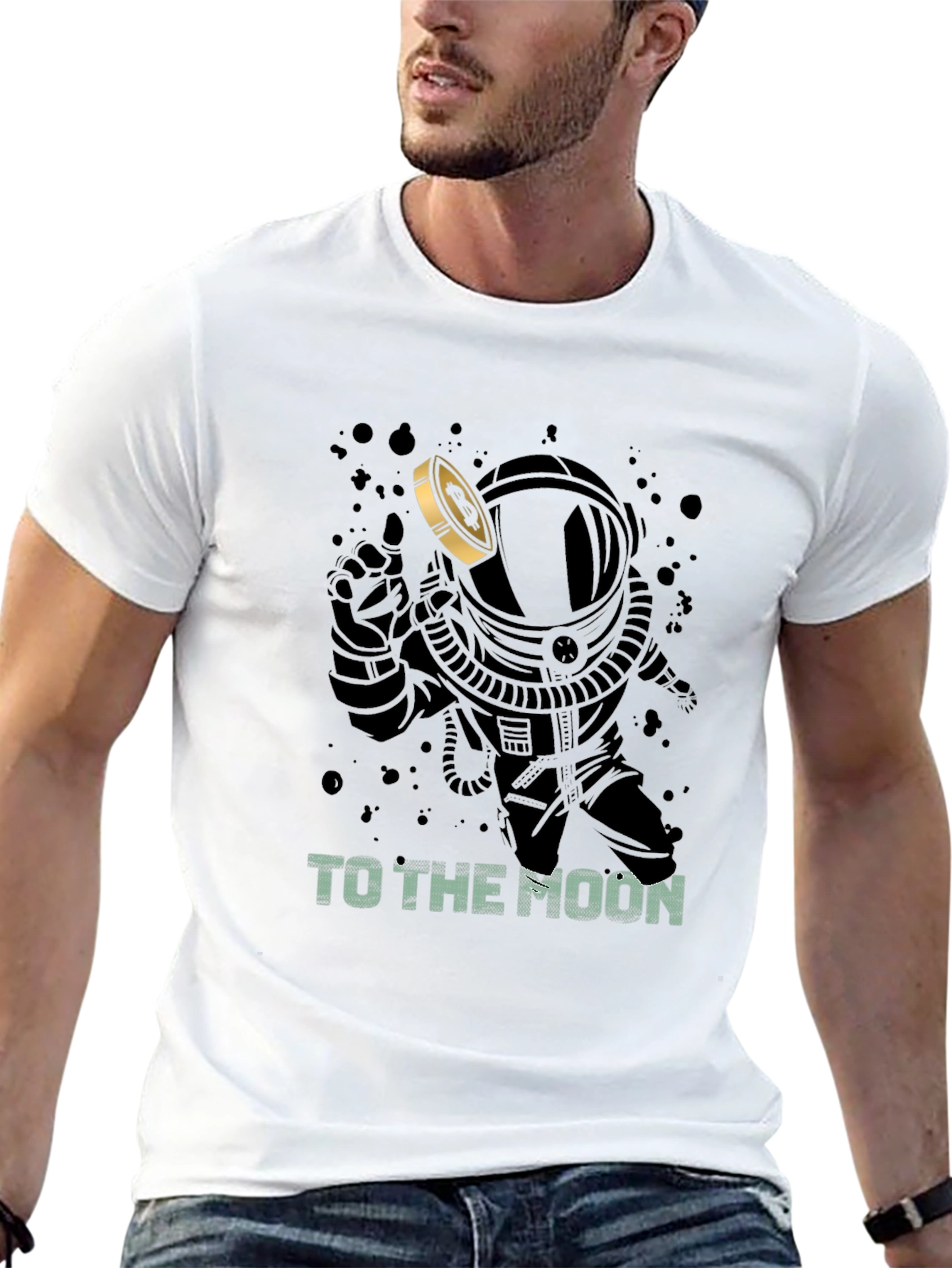 To The Moon Astronaut Graphic T-Shirt - Black