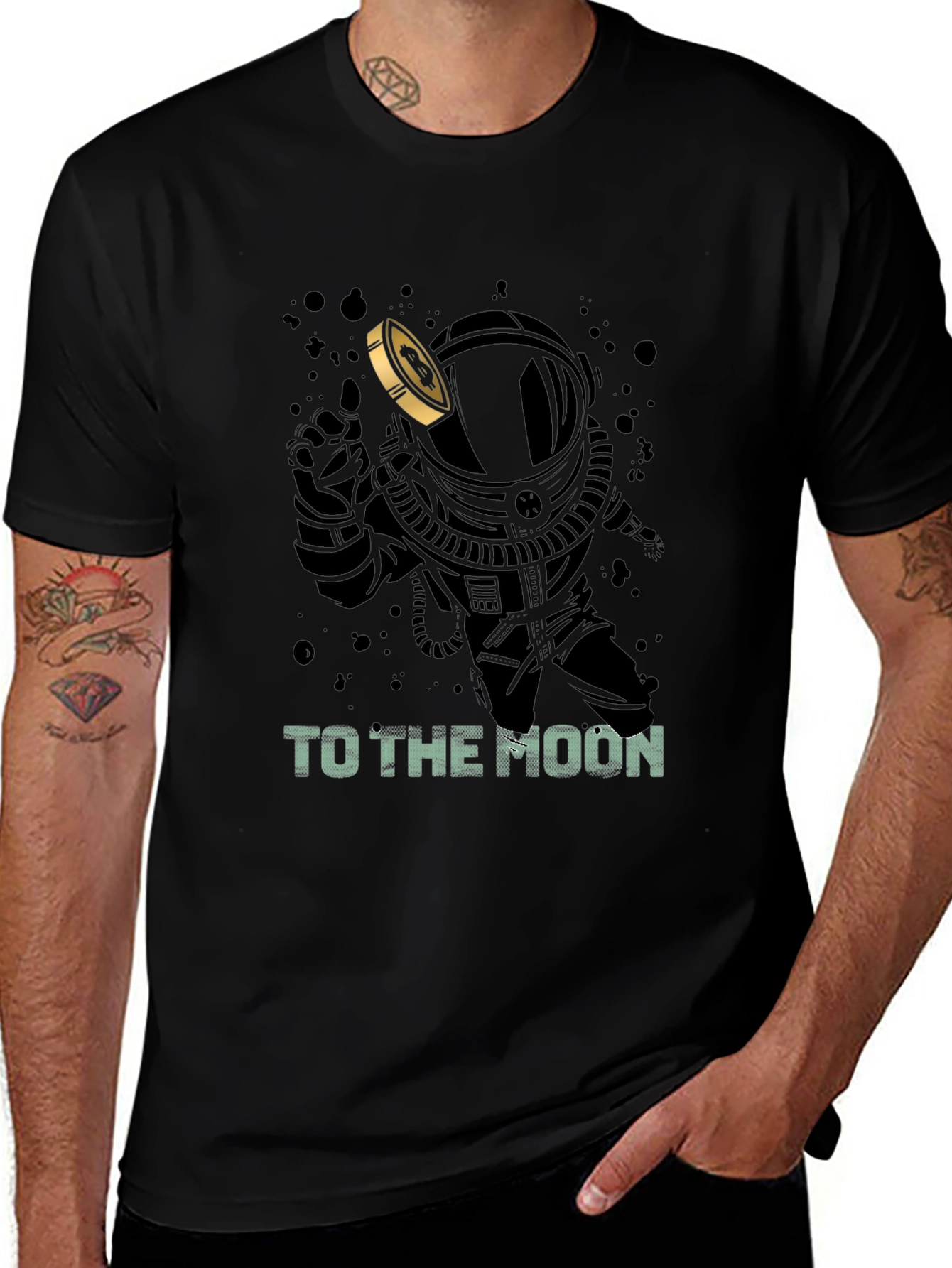 To The Moon Astronaut Graphic T-Shirt - Black