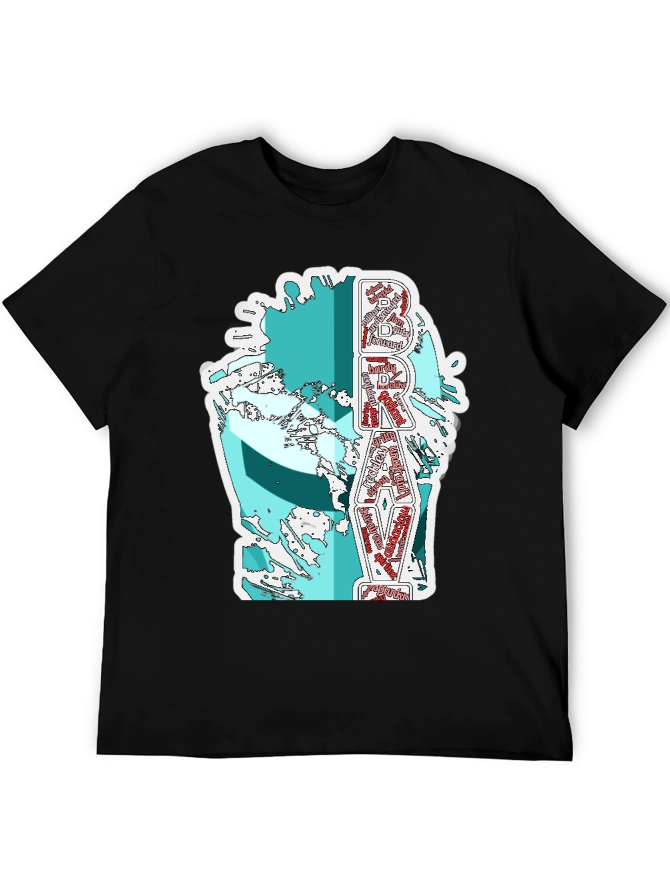 Brave Word Art Graphic T-Shirt - Black