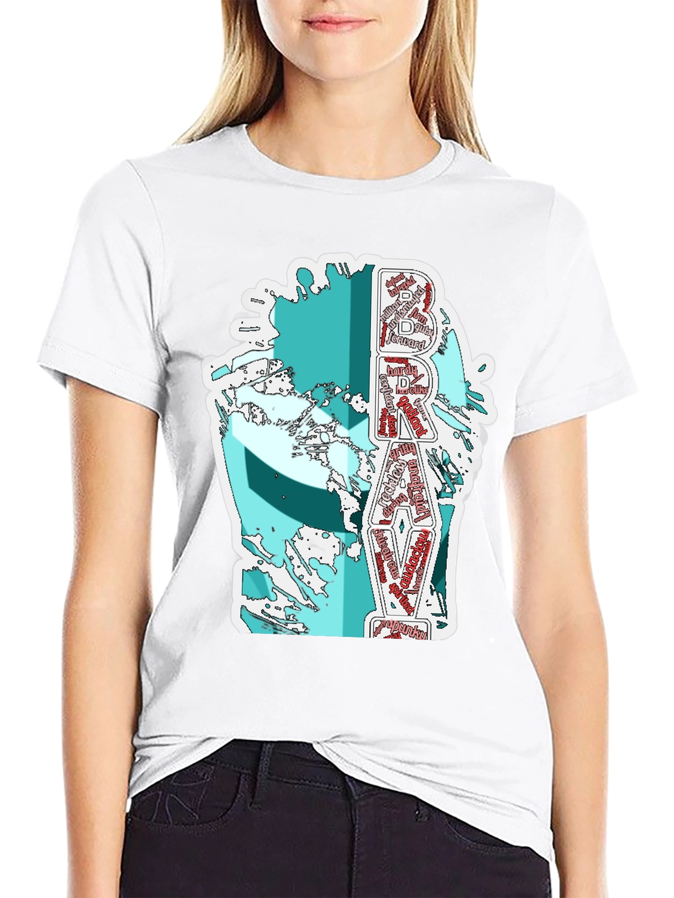 Brave Word Art Graphic T-Shirt - Black