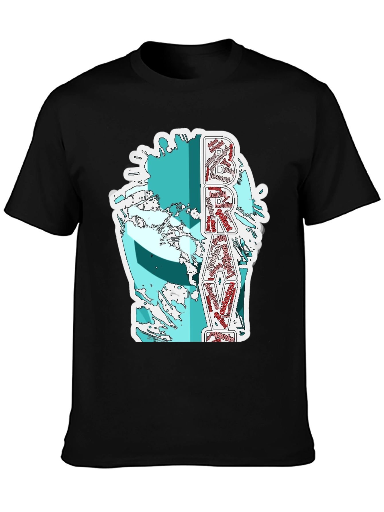 Brave Word Art Graphic T-Shirt - Black
