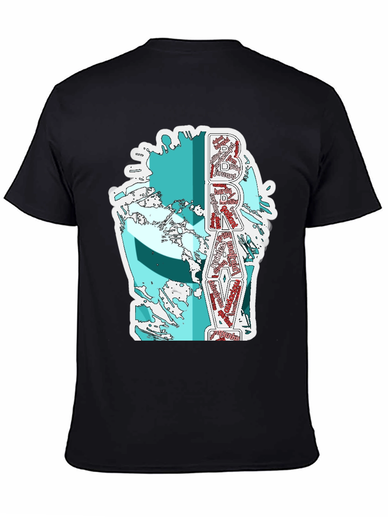 Brave Word Art Graphic T-Shirt - Black