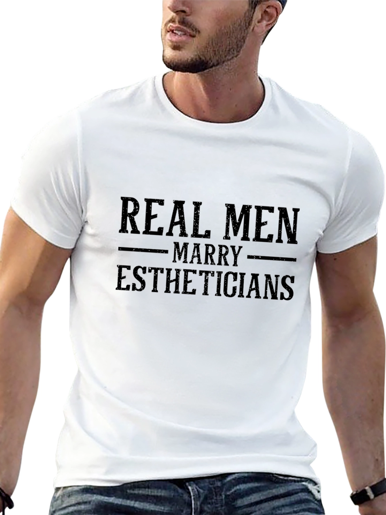 Real Men Marry Estheticians - Black T-Shirt