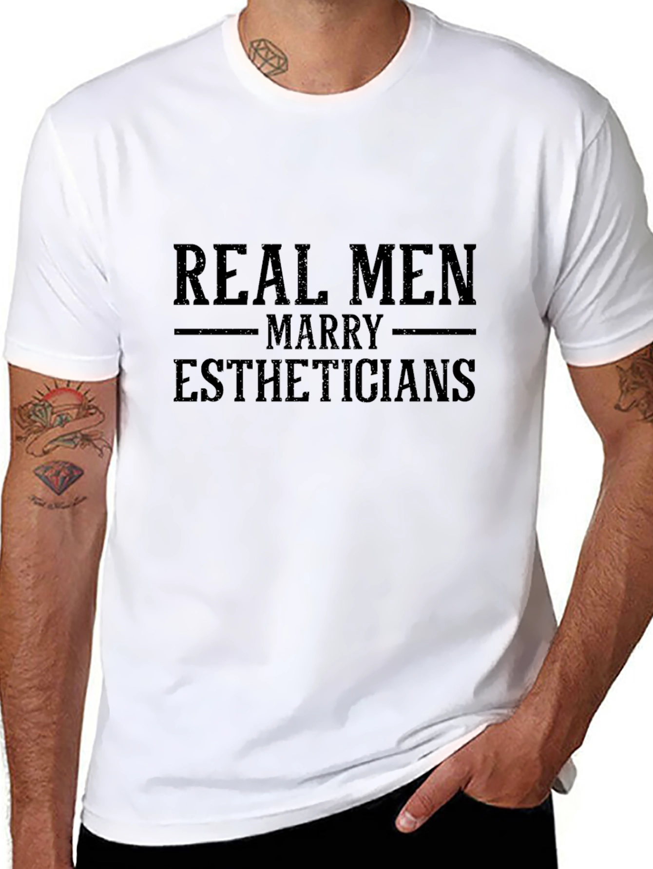 Real Men Marry Estheticians - Black T-Shirt