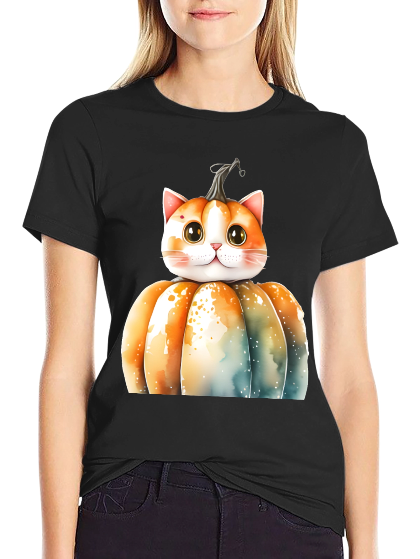 Halloween Cat Pumpkin T-Shirt - Spooky Season