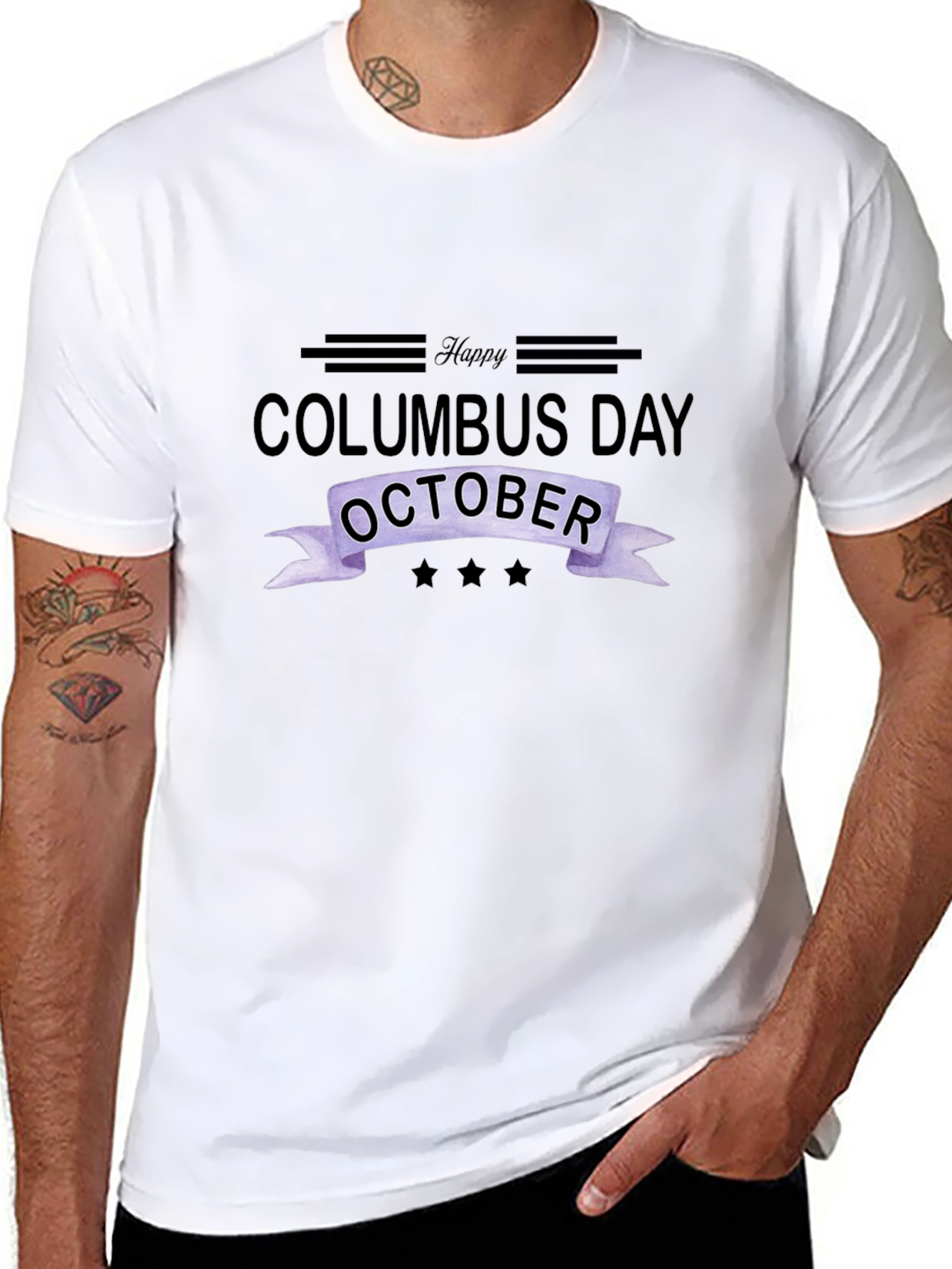 Happy Columbus Day October Black T-Shirt