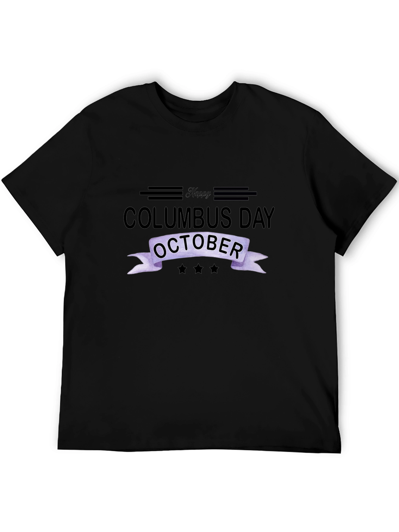 Happy Columbus Day October Black T-Shirt
