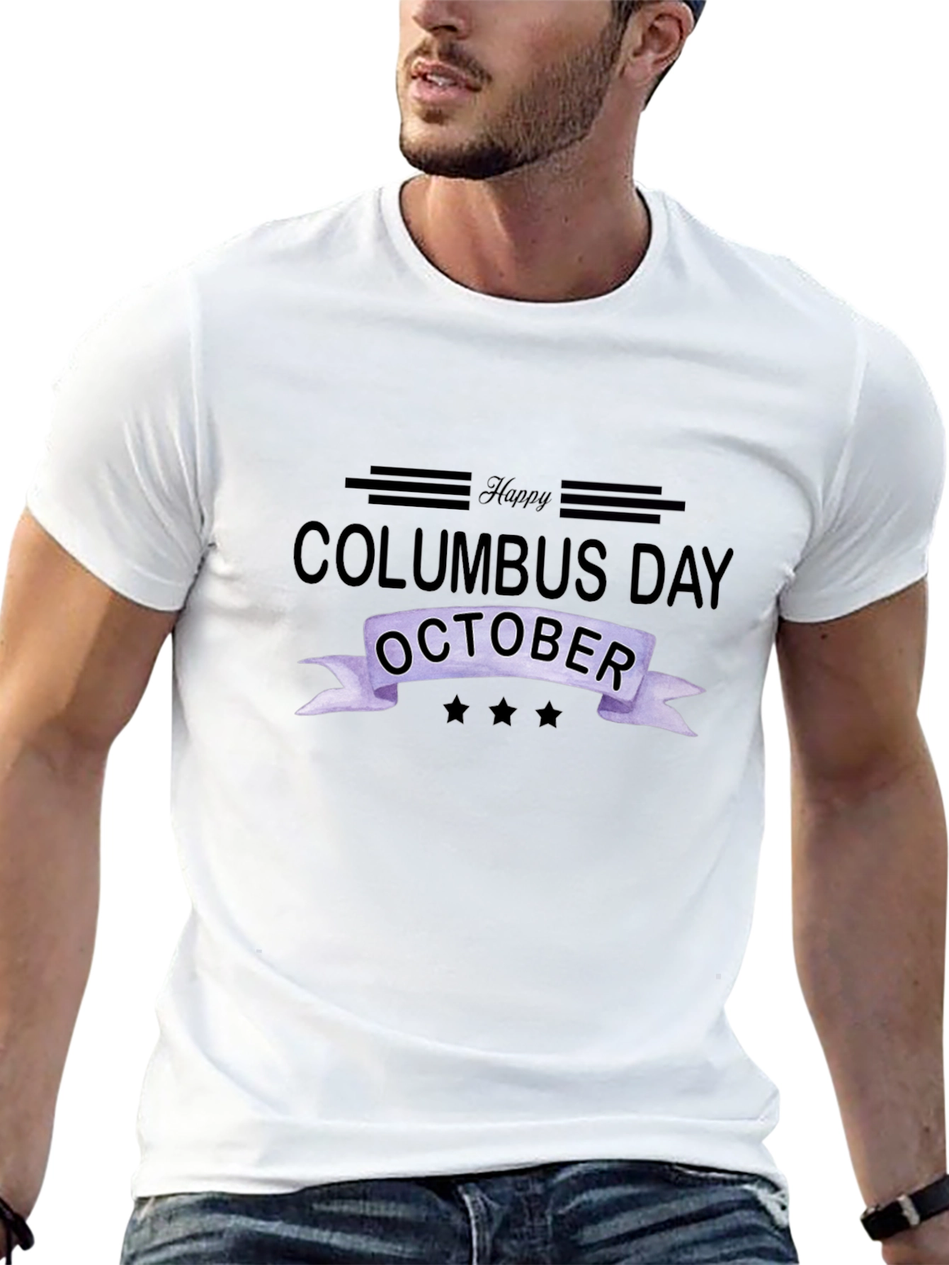 Happy Columbus Day October Black T-Shirt