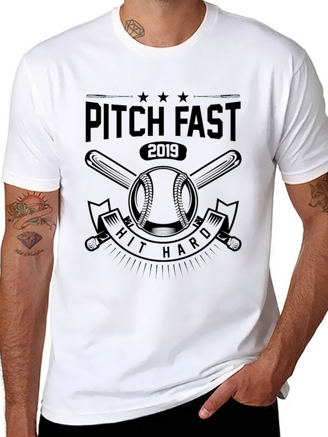 Pitch Fast Hit Hard Baseball T-Shirt