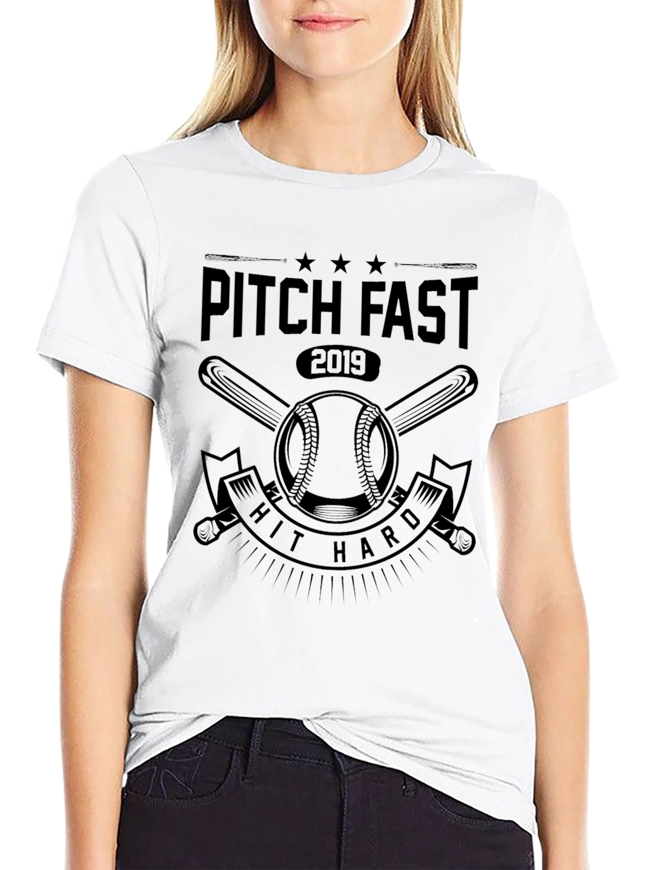 Pitch Fast Hit Hard Baseball T-Shirt