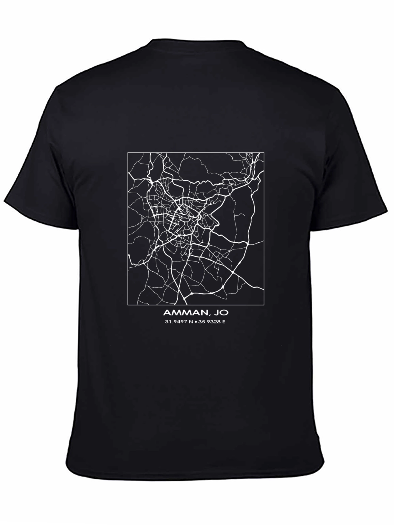 Amman Jordan City Map Black T-Shirt