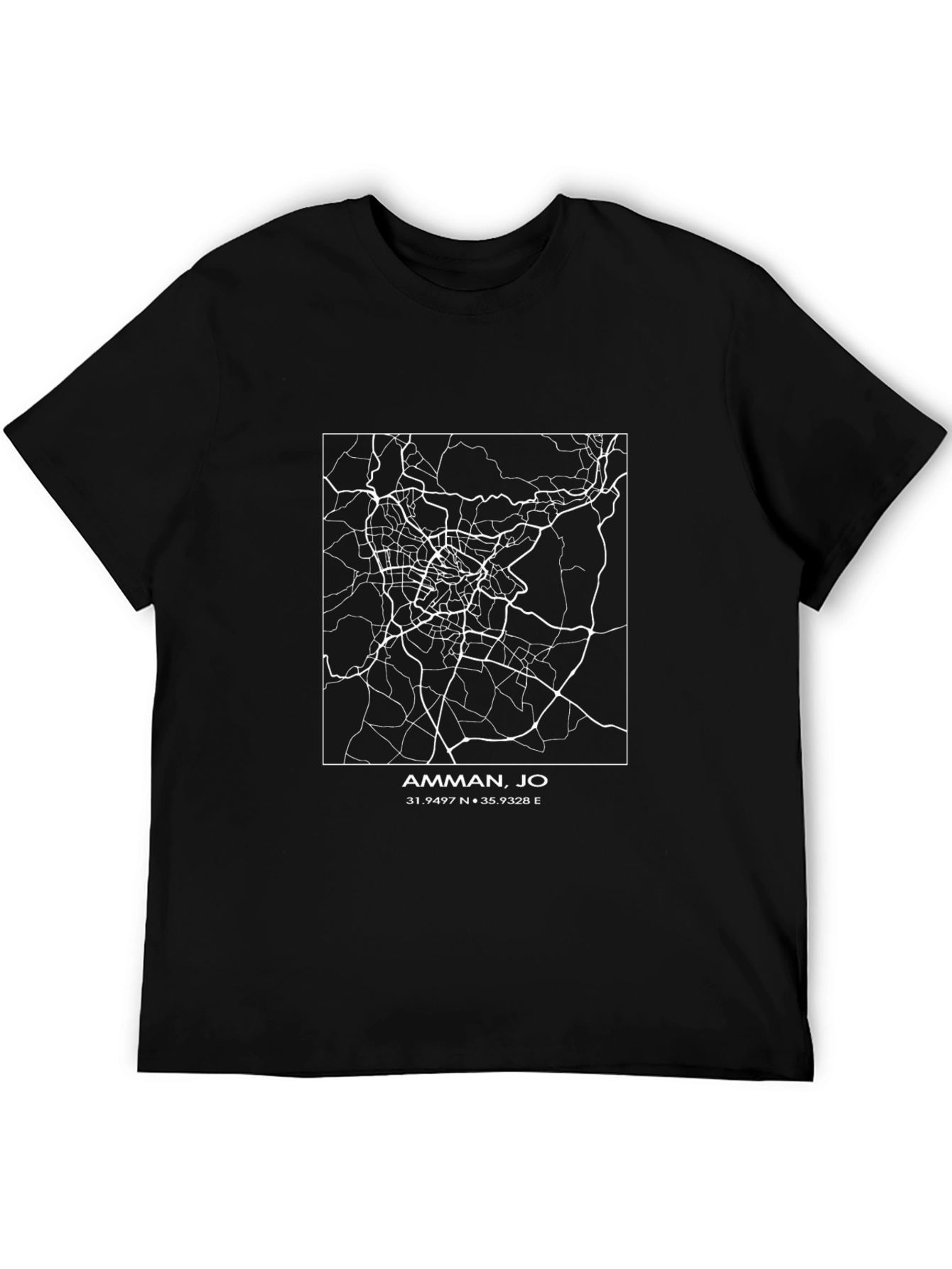 Amman Jordan City Map Black T-Shirt