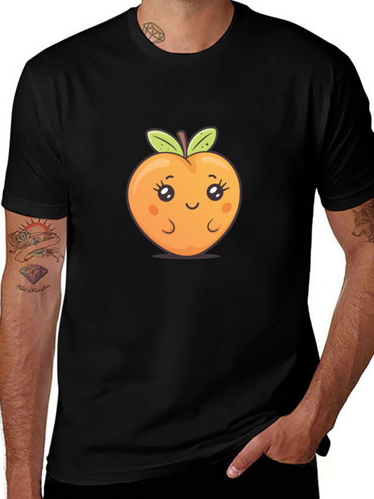 Cute Kawaii Peach Graphic T-Shirt - Black