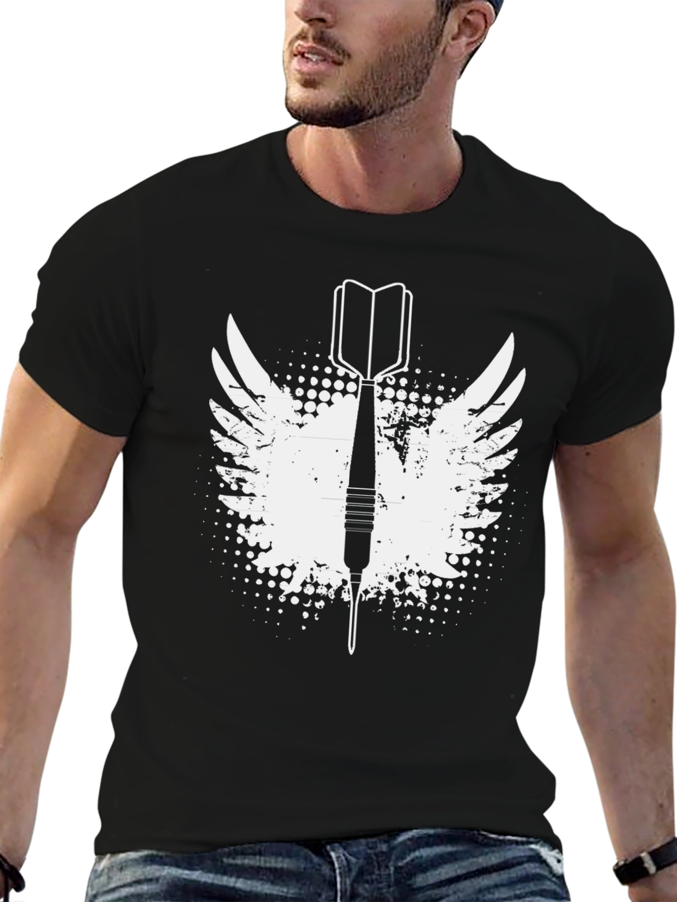 Dart Winged Graphic Tee - Black Cotton T-Shirt