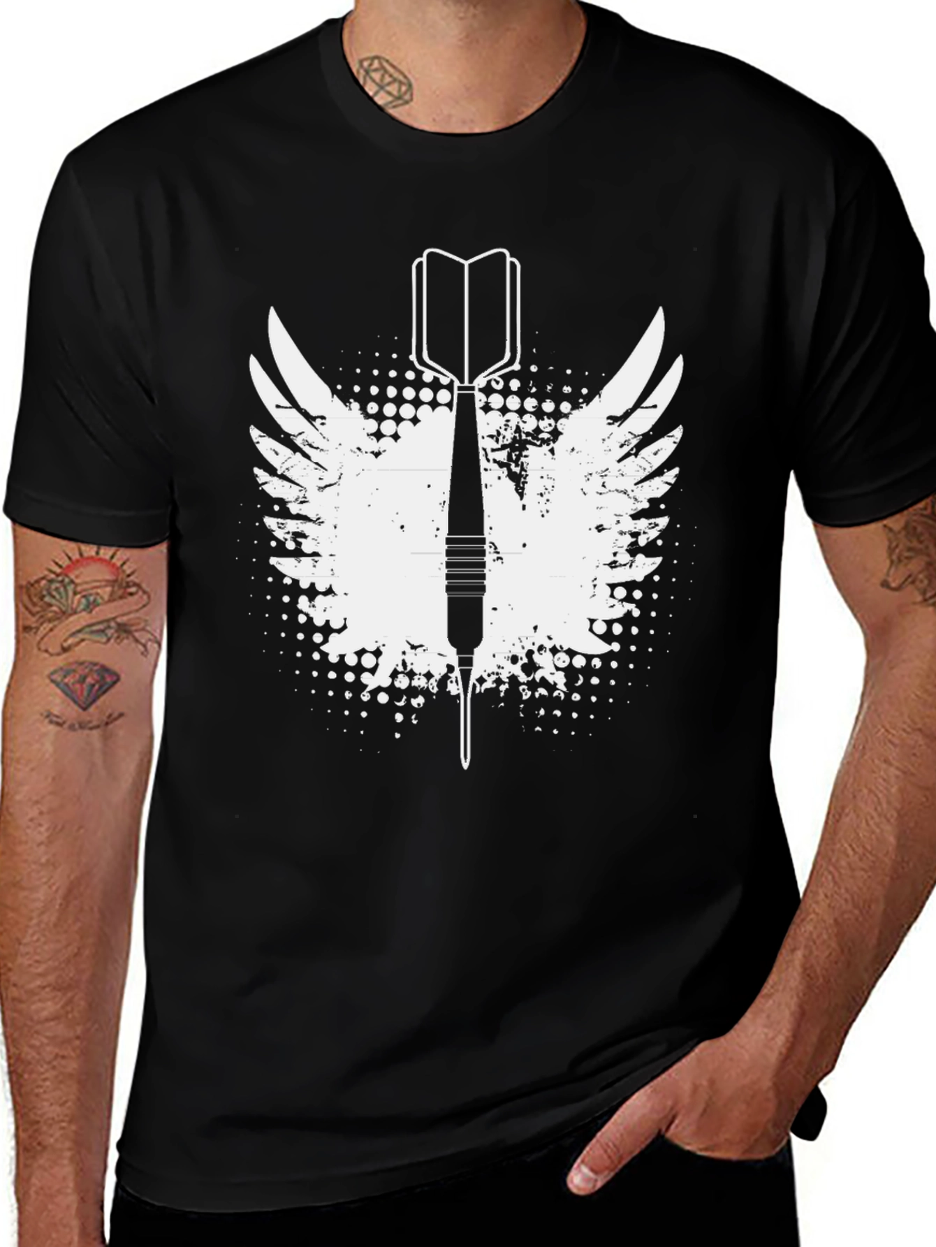 Dart Winged Graphic Tee - Black Cotton T-Shirt