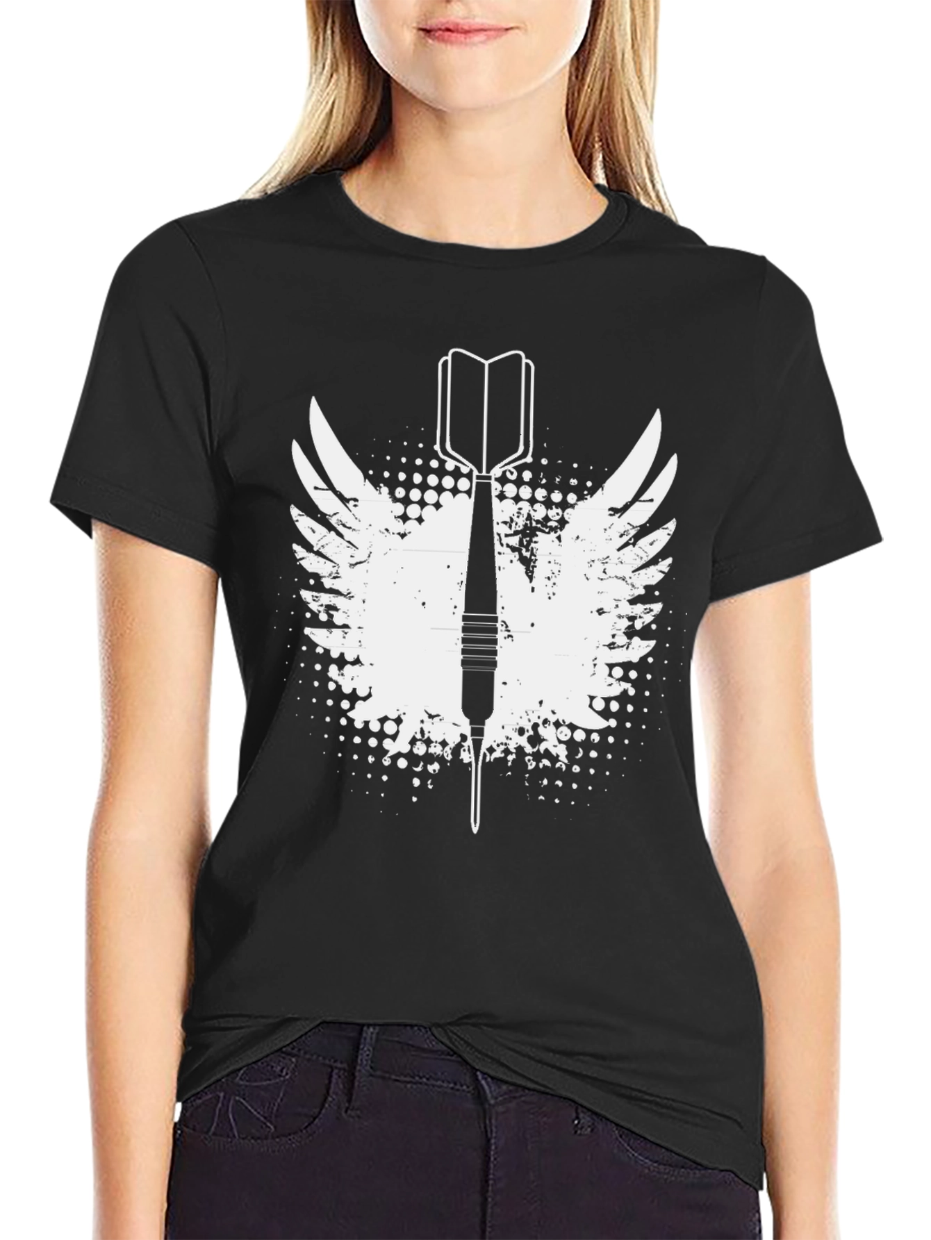 Dart Winged Graphic Tee - Black Cotton T-Shirt