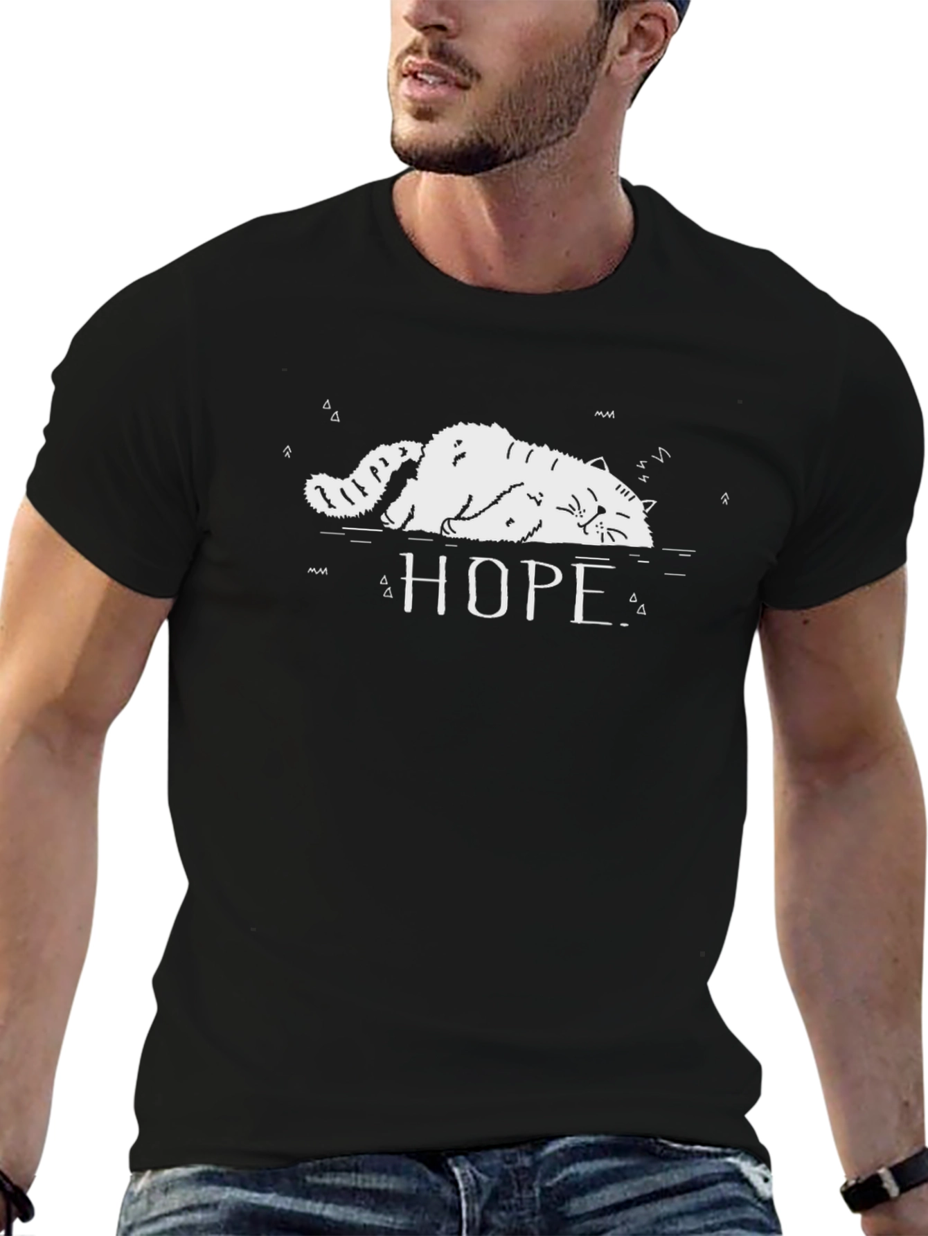Hope Cat T-Shirt - Relaxed Graphic Tee