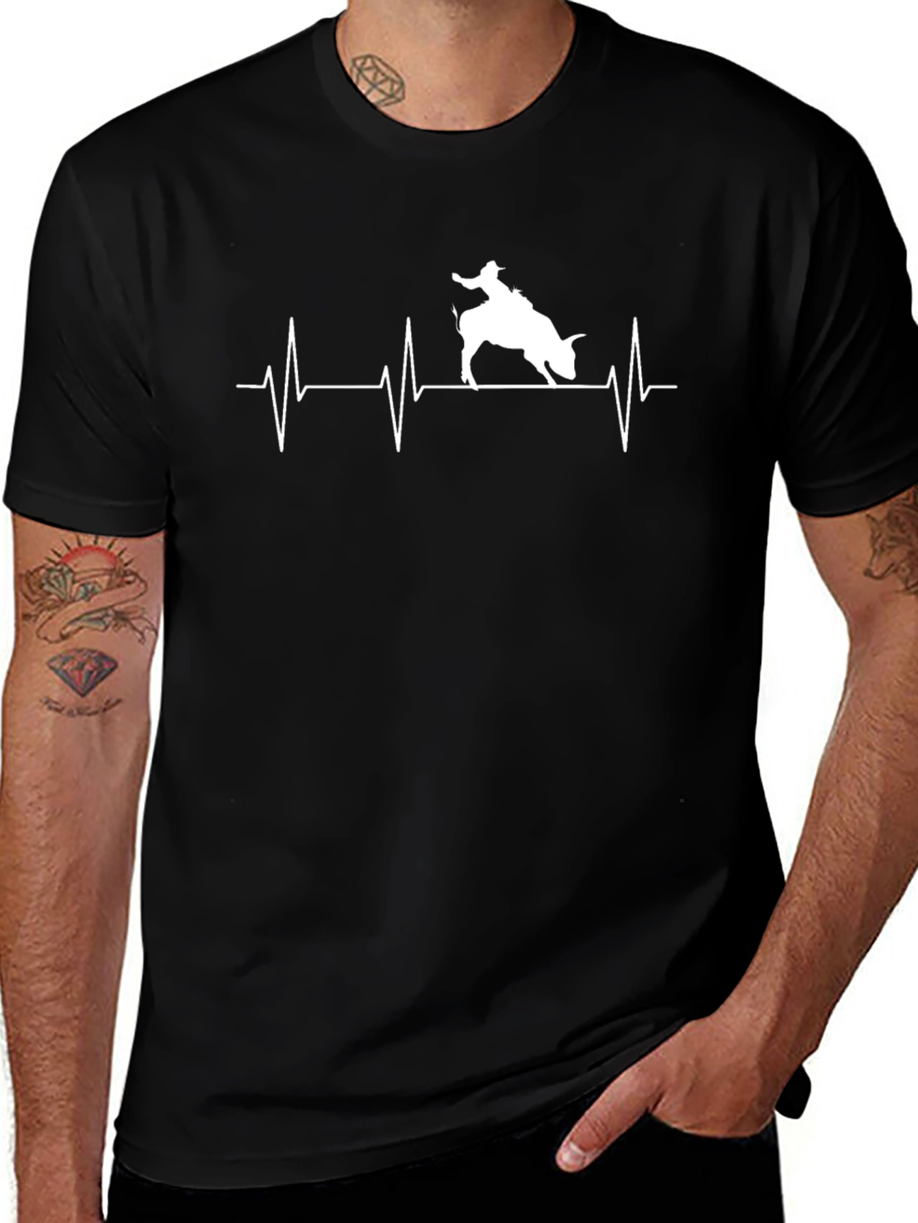 Rodeo Heartbeat Graphic T-Shirt - Black