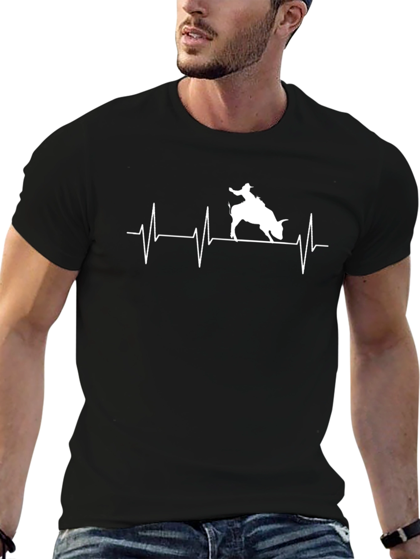 Rodeo Heartbeat Graphic T-Shirt - Black