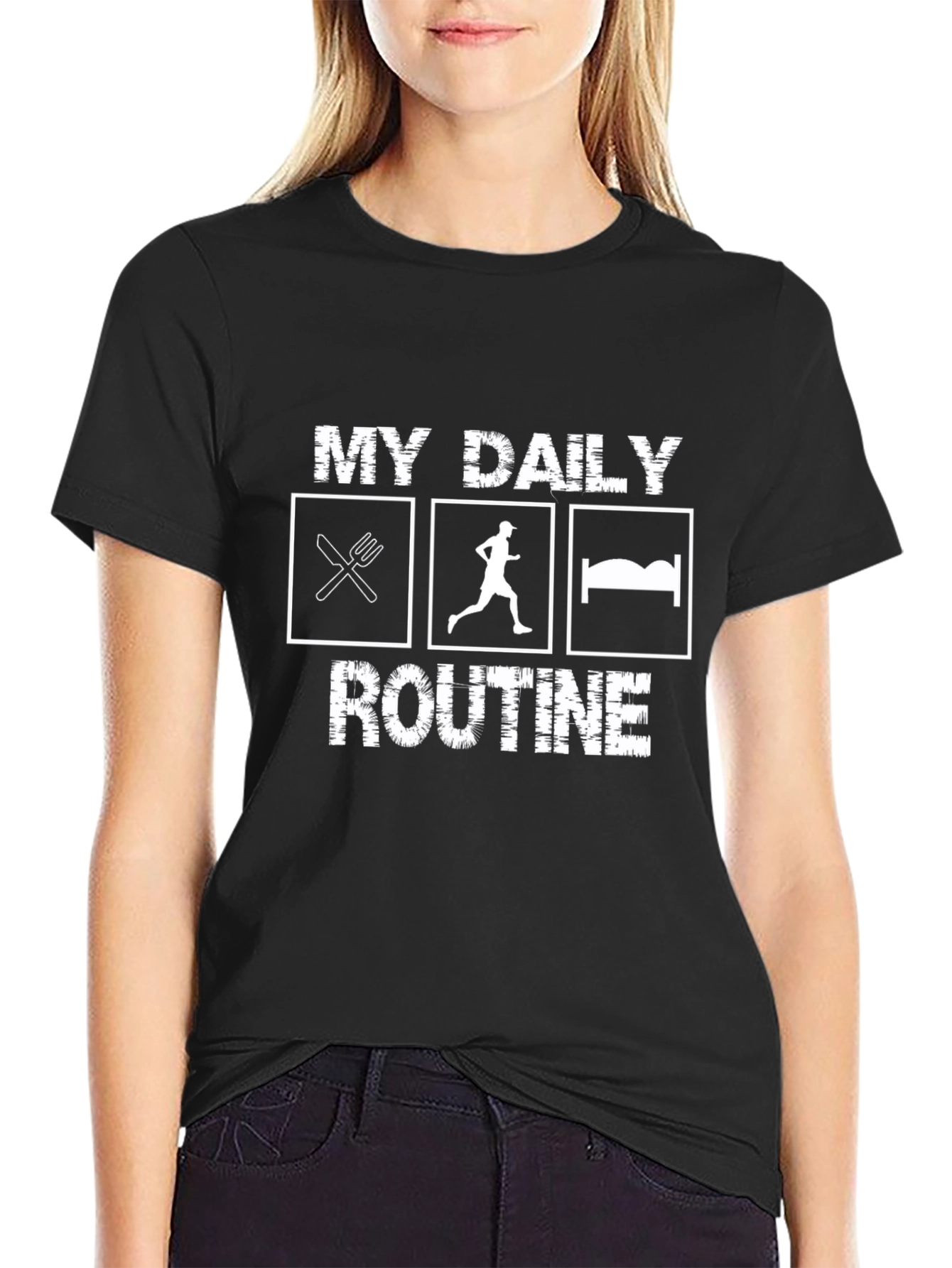 My Daily Routine Black Graphic Tee