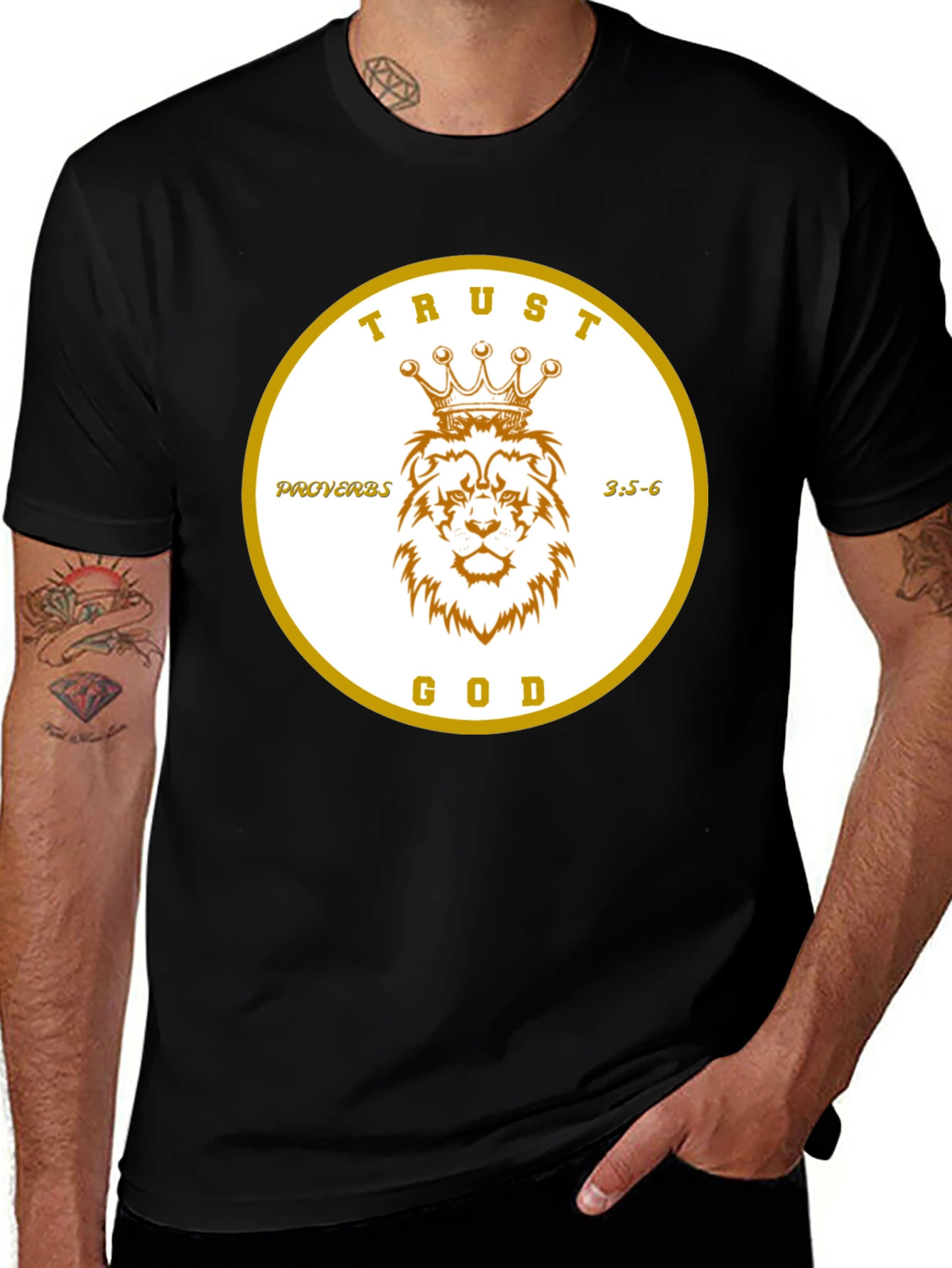 Trust God Lion Crown Proverbs T-Shirt
