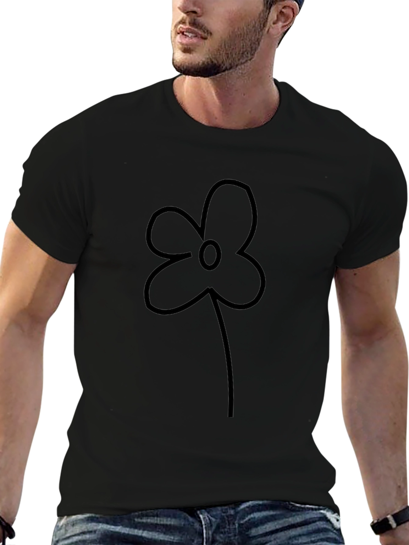 Black Flower Graphic Tee - Casual Comfort