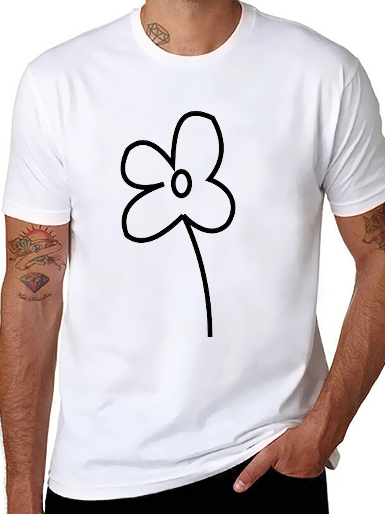 Black Flower Graphic Tee - Casual Comfort