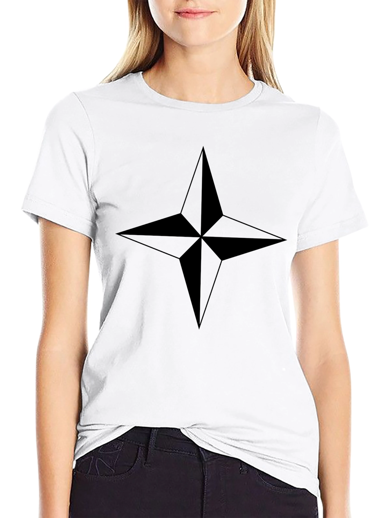 Mens Black Star Graphic Tee - Casual Style
