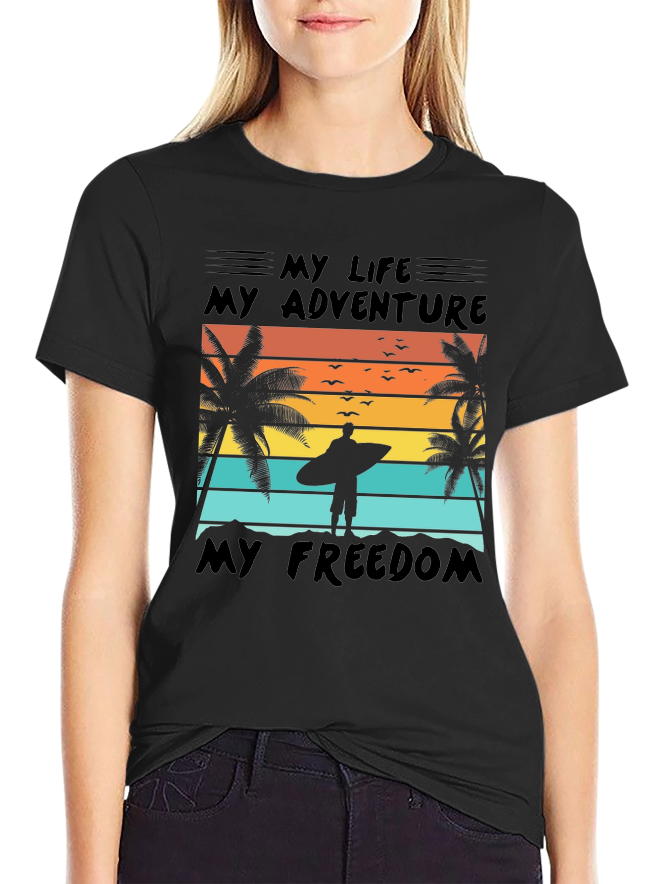 My Life Adventure T-Shirt - Surfer Beach Design
