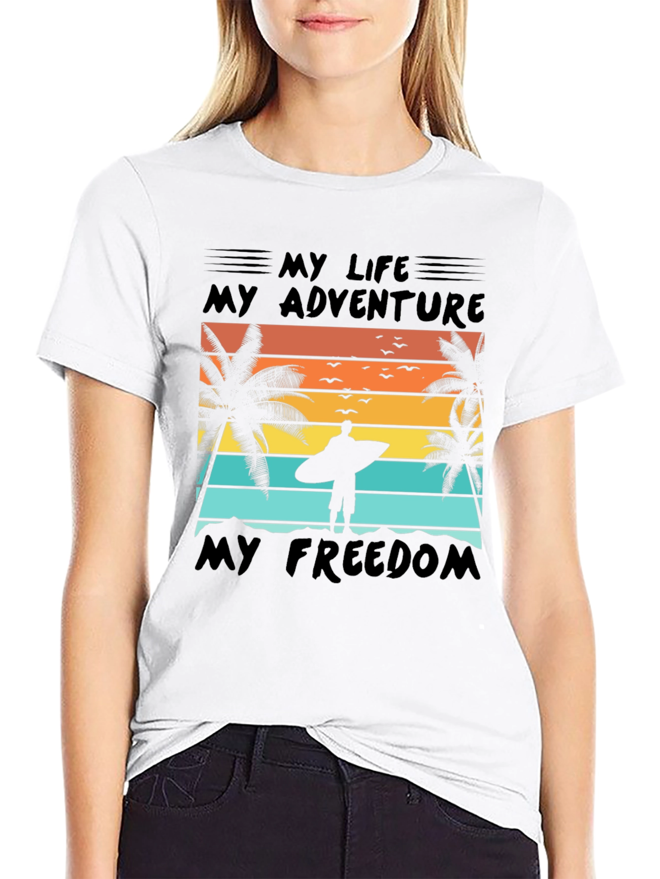 My Life Adventure T-Shirt - Surfer Beach Design