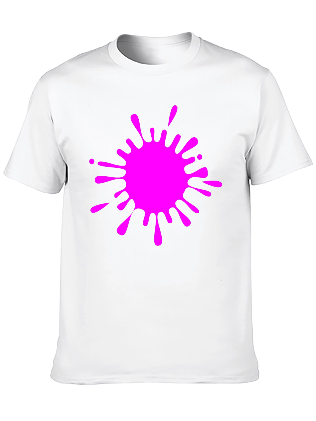 Black Tee with Vivid Pink Splatter Graphic