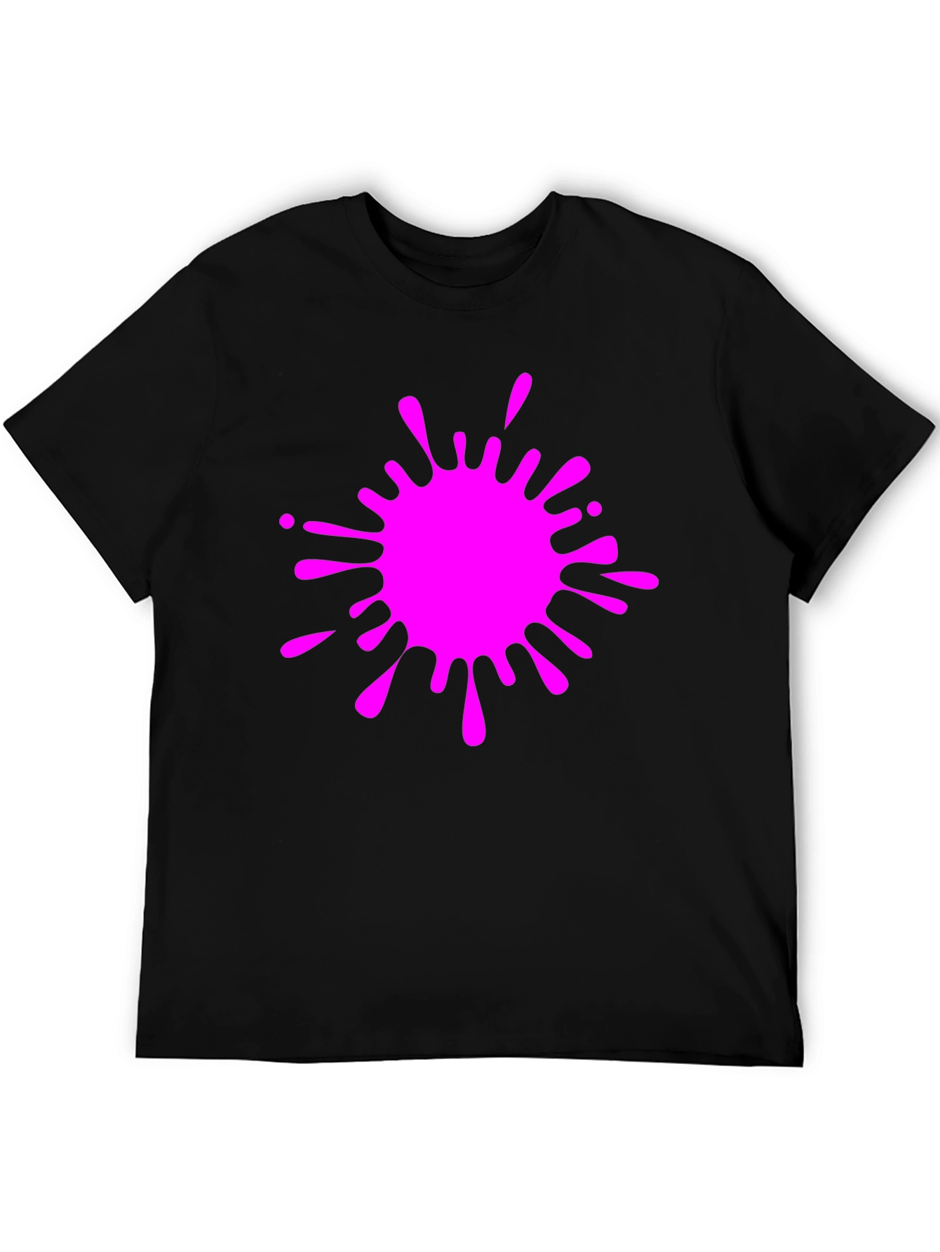 Black Tee with Vivid Pink Splatter Graphic