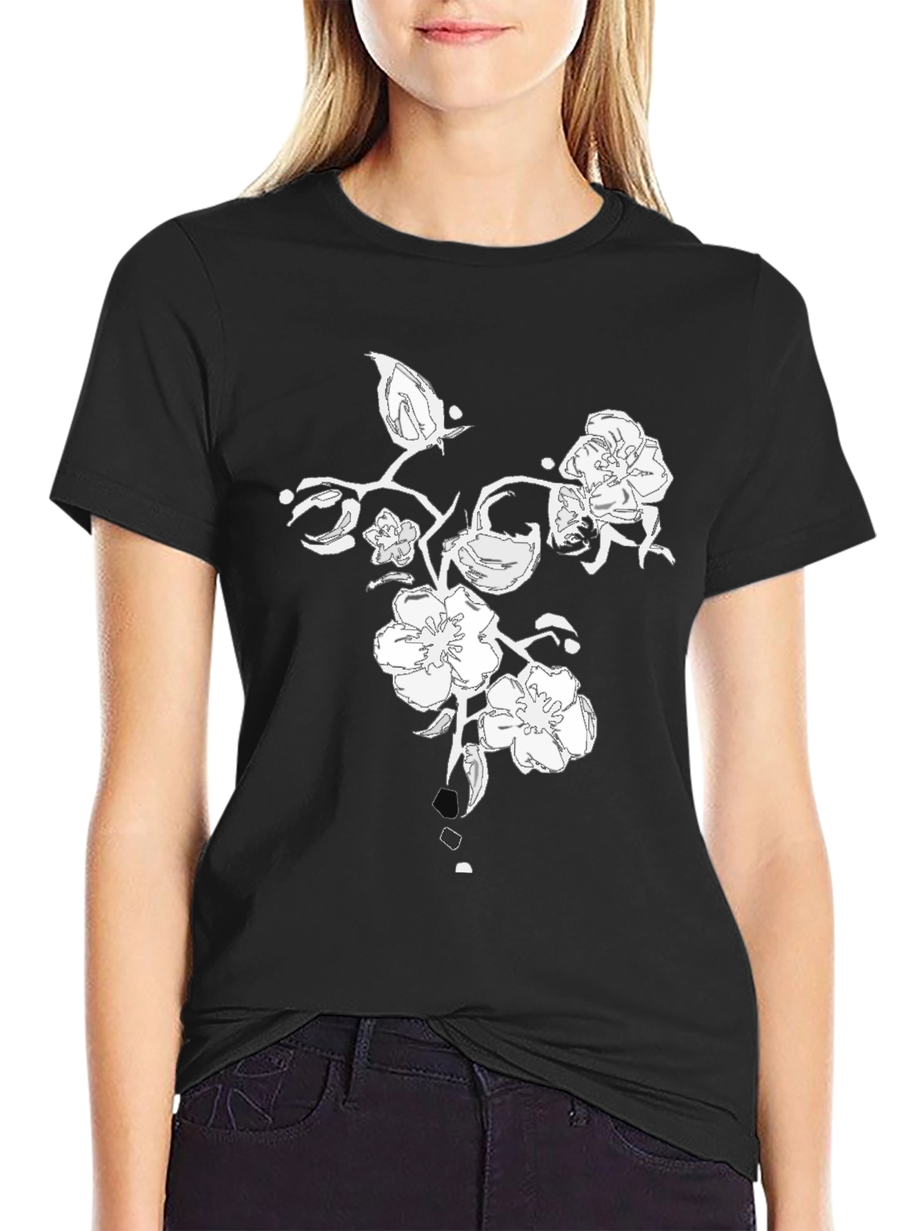 Floral Graphic Black T-Shirt