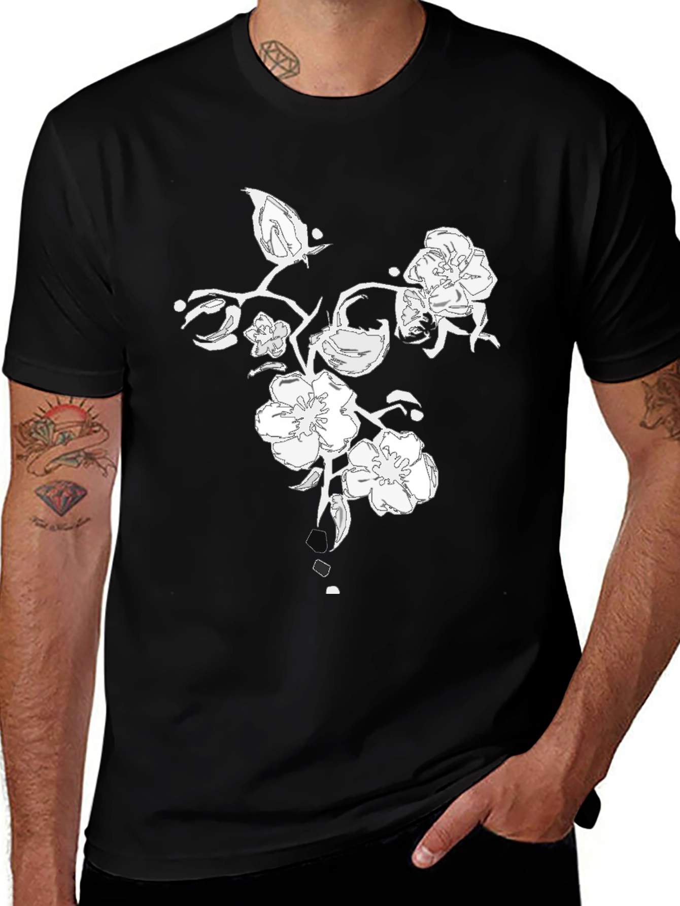 Floral Graphic Black T-Shirt
