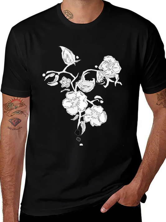 Floral Graphic Black T-Shirt