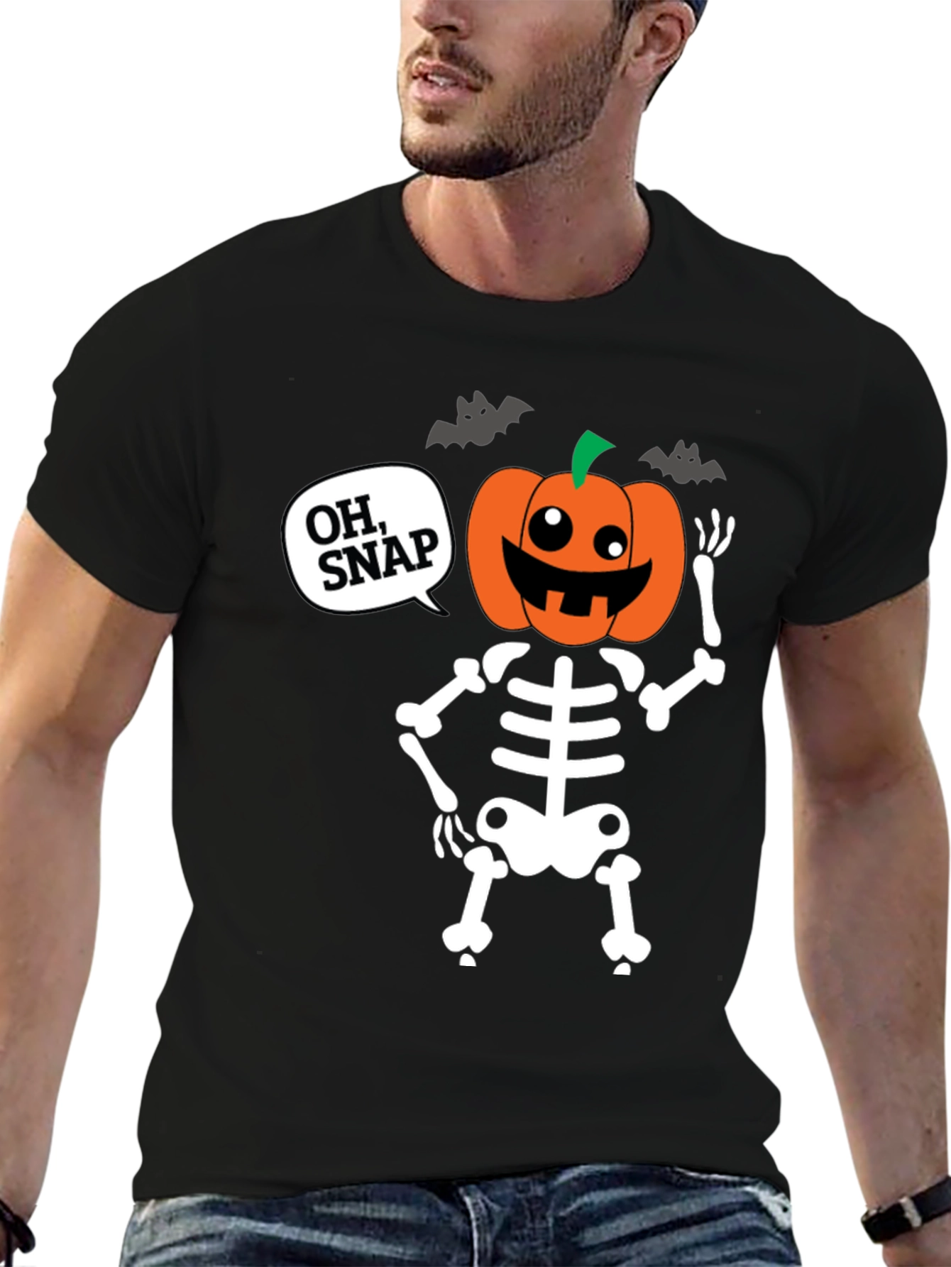 Halloween Skeleton Pumpkin Head Oh Snap T-Shirt