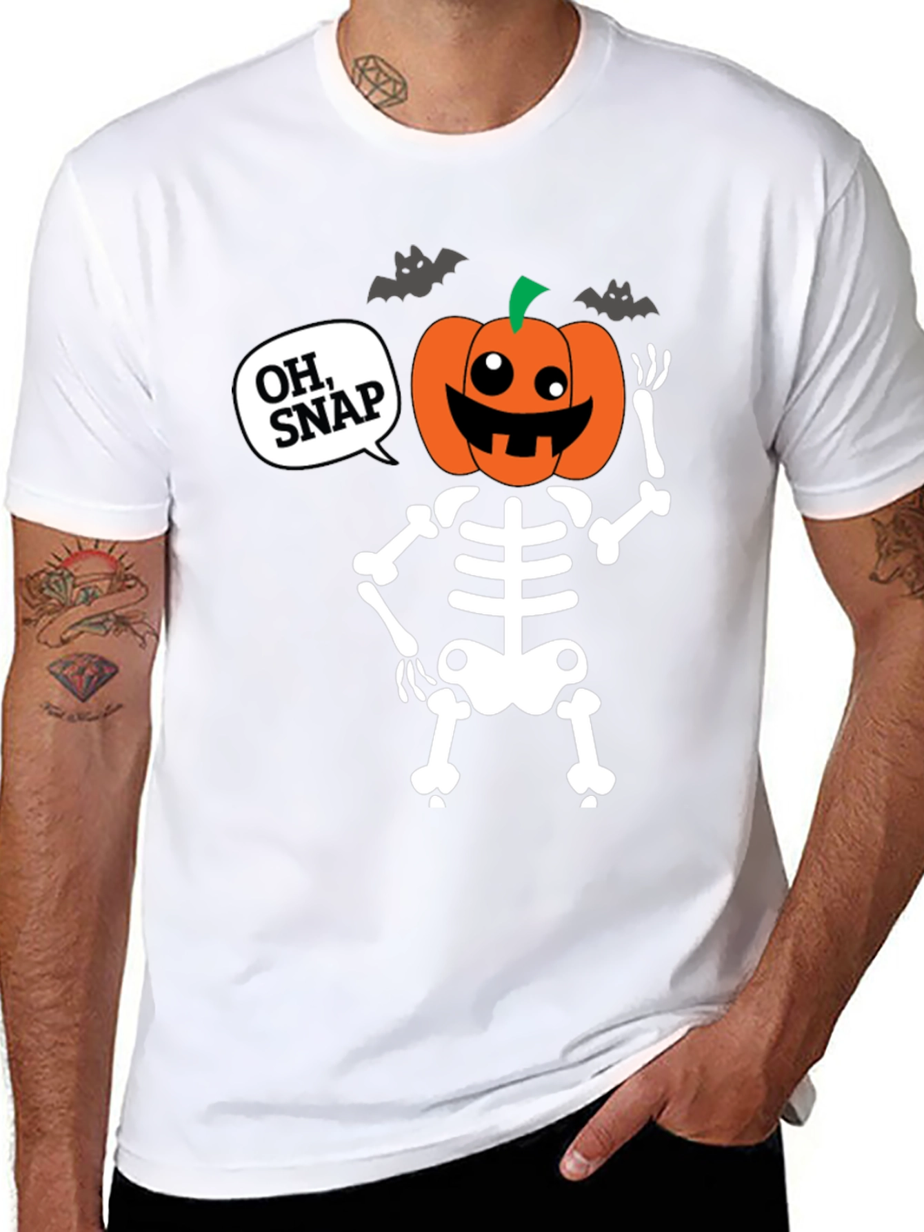 Halloween Skeleton Pumpkin Head Oh Snap T-Shirt