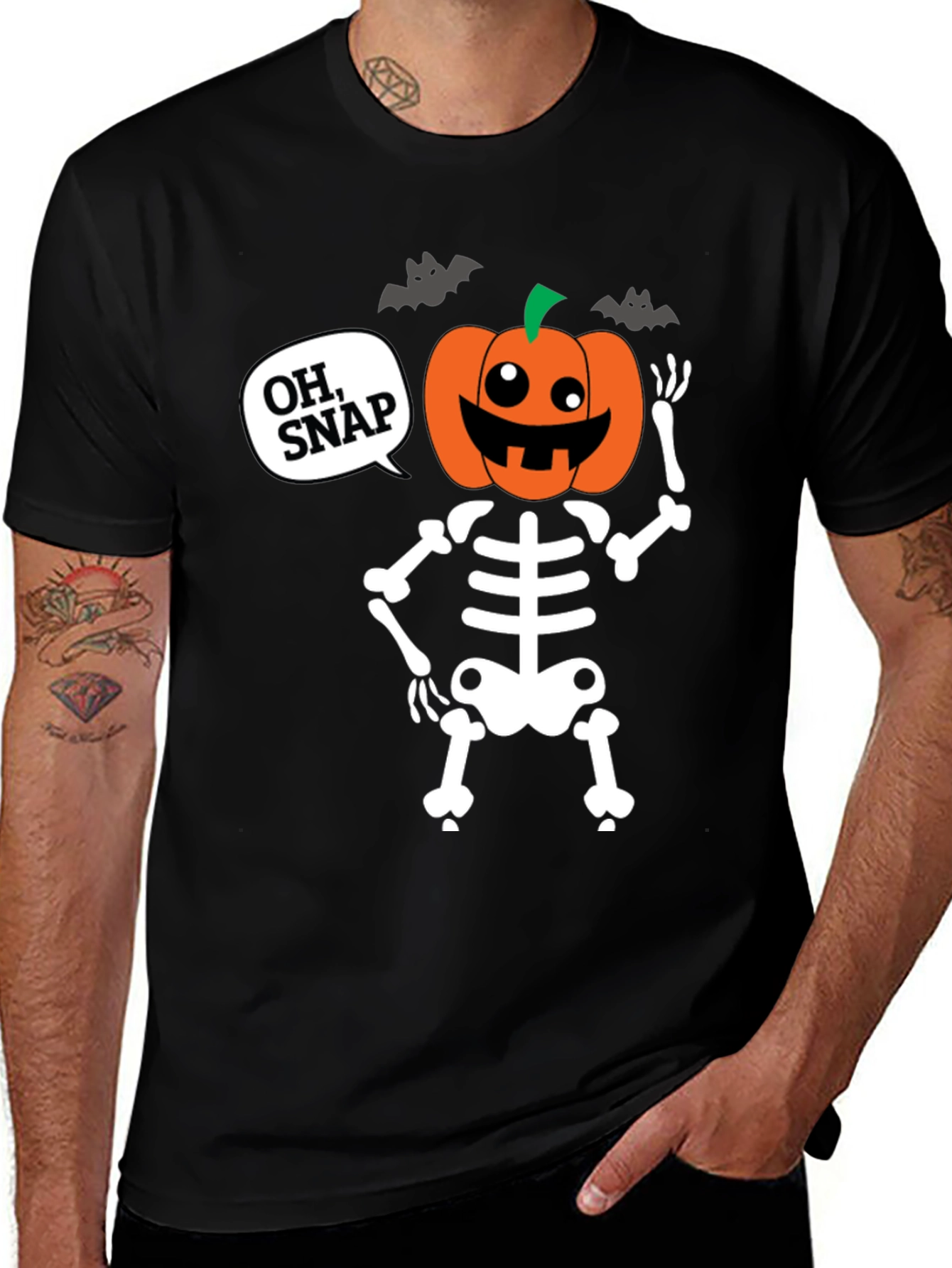 Halloween Skeleton Pumpkin Head Oh Snap T-Shirt