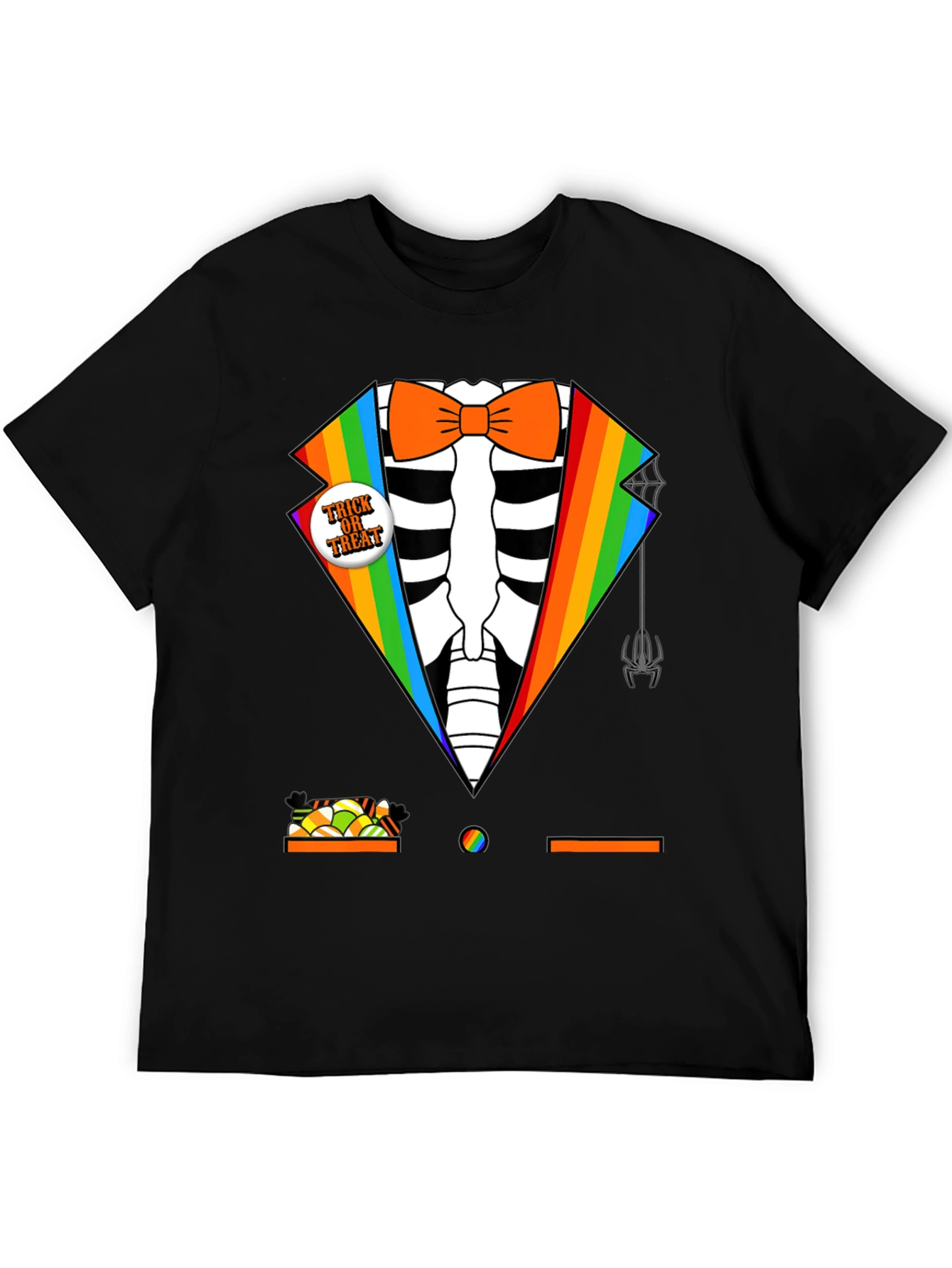 Rainbow Skeleton Tuxedo Halloween T-Shirt