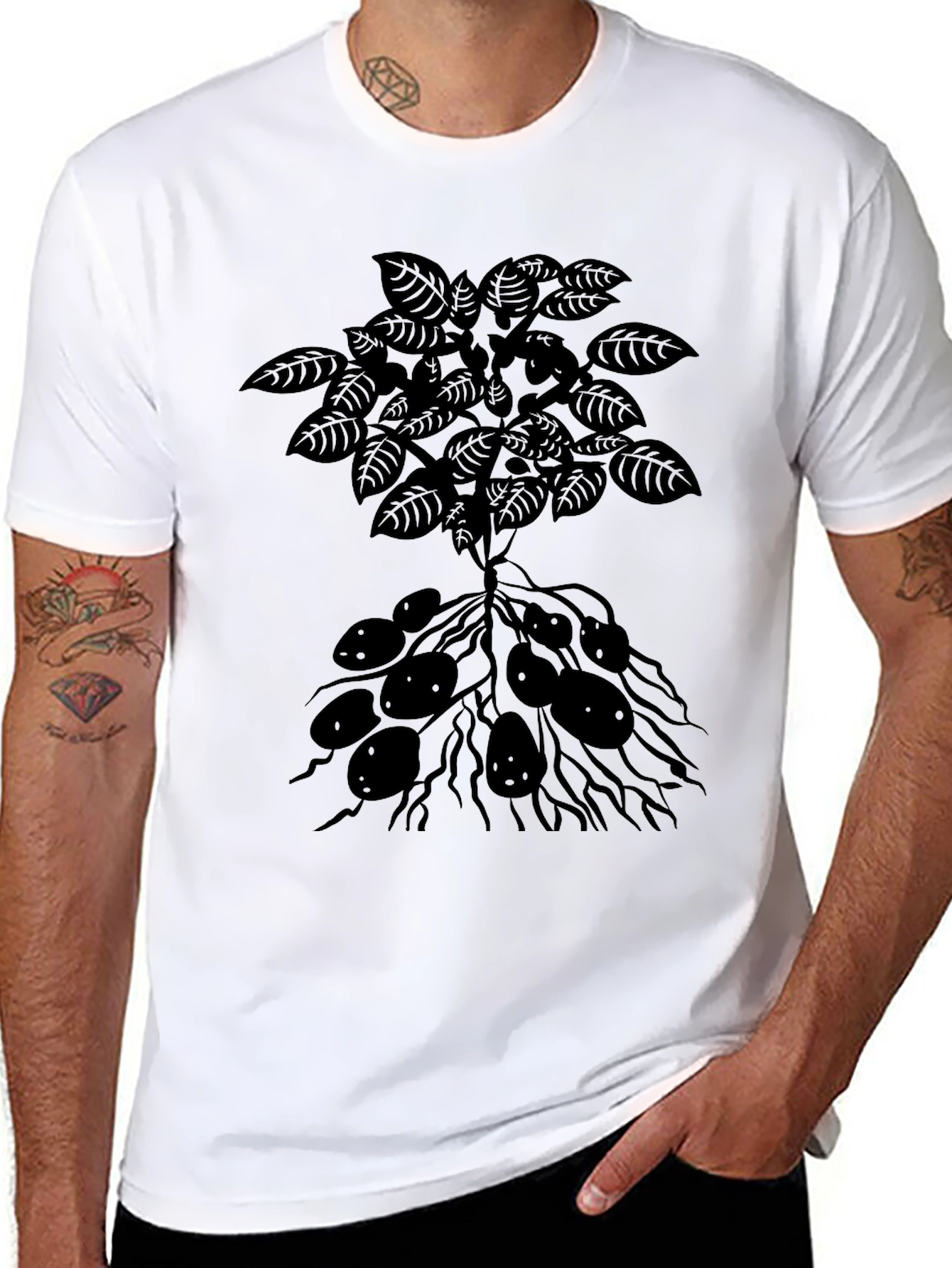 Botanical Print T-Shirt - Black