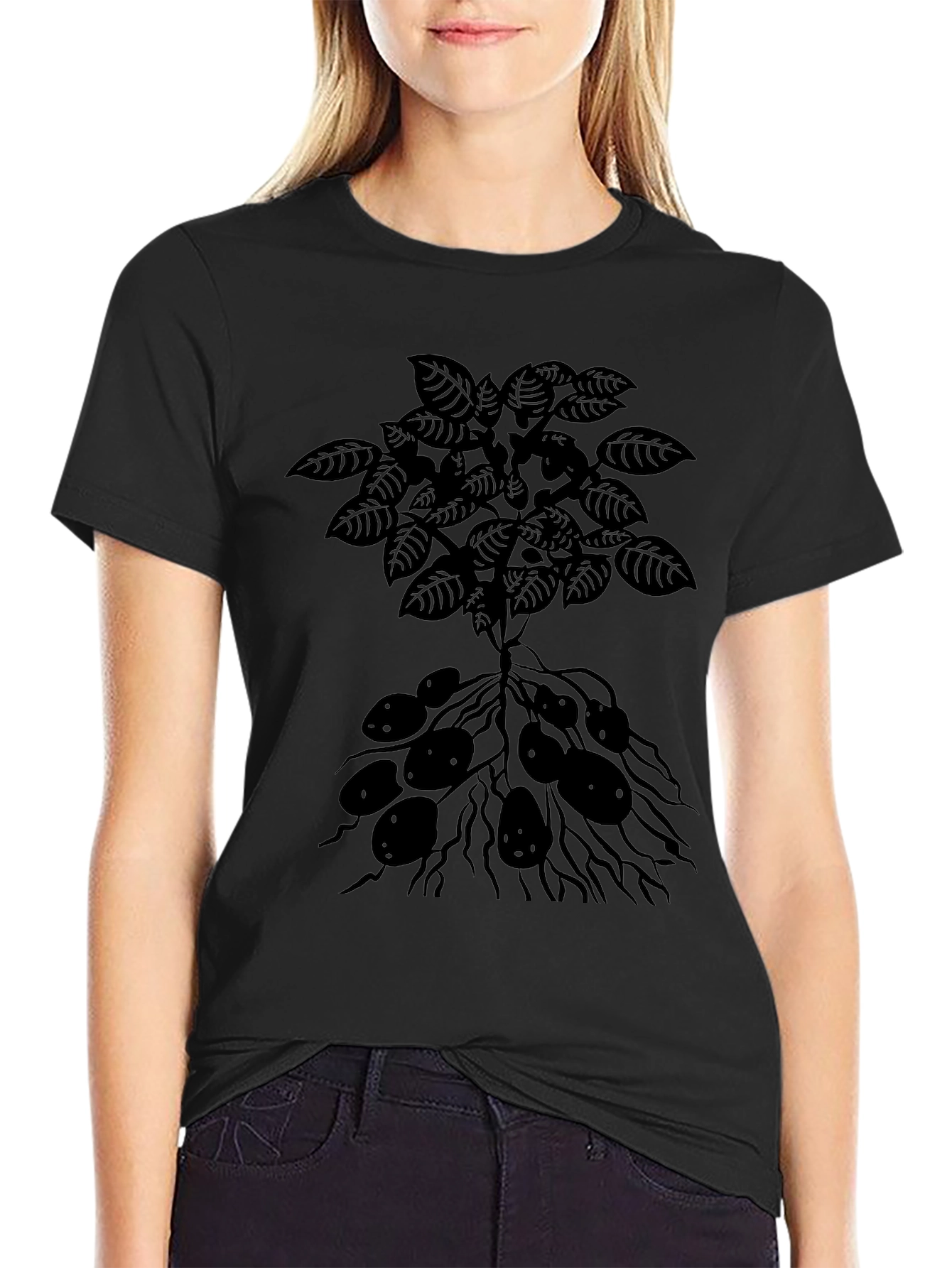 Botanical Print T-Shirt - Black
