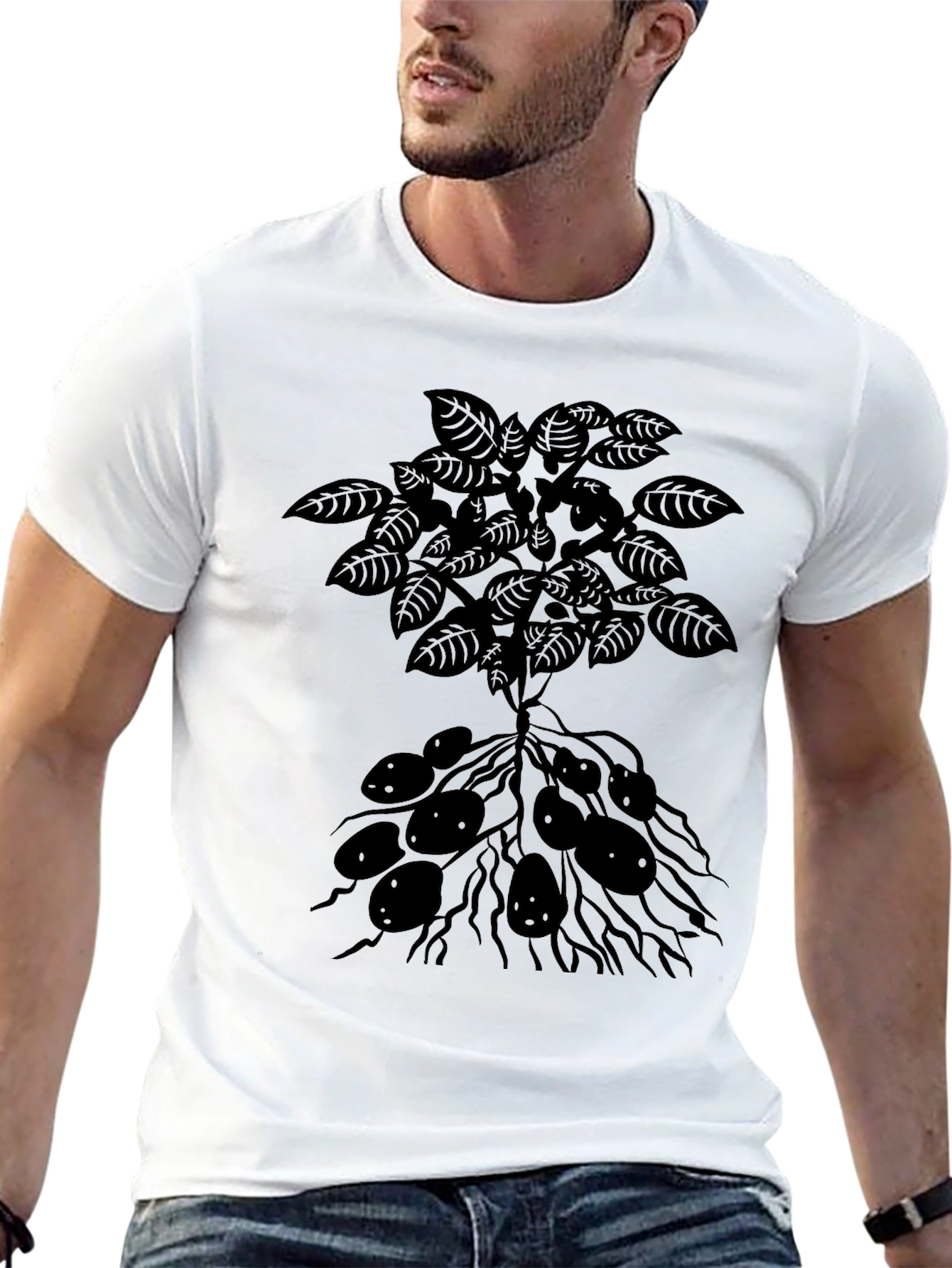 Botanical Print T-Shirt - Black