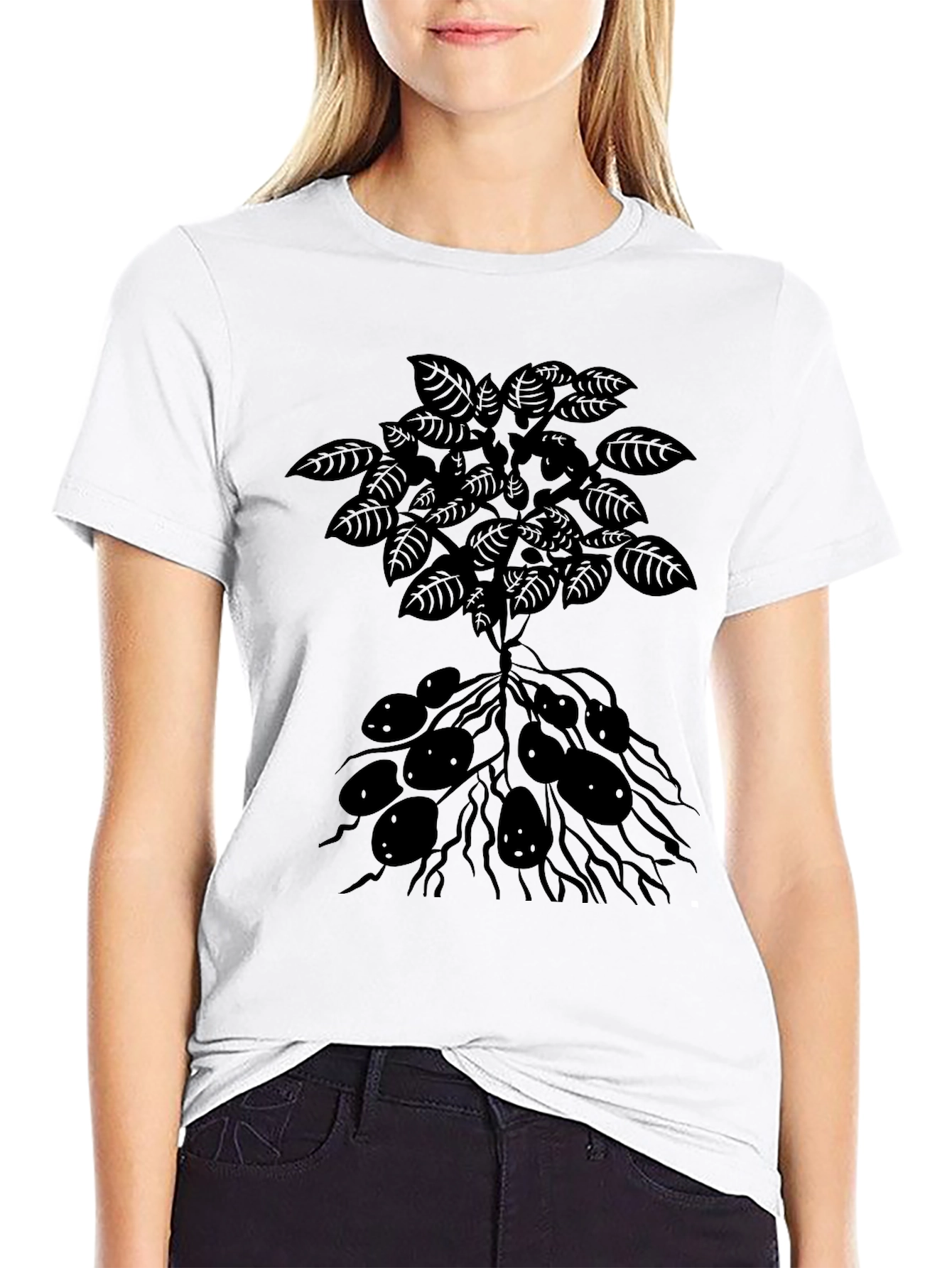 Botanical Print T-Shirt - Black