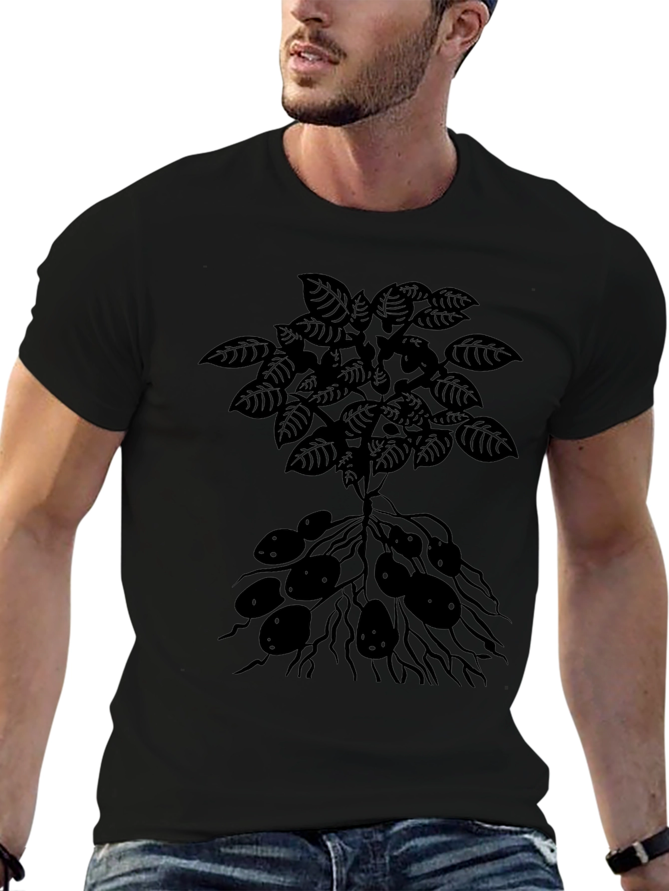 Botanical Print T-Shirt - Black