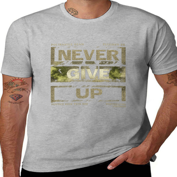 Unisex Cotton T-Shirt – “NEVER GIVE UP” Bold Graphic, Soft & Comfortable, Casual Street Style