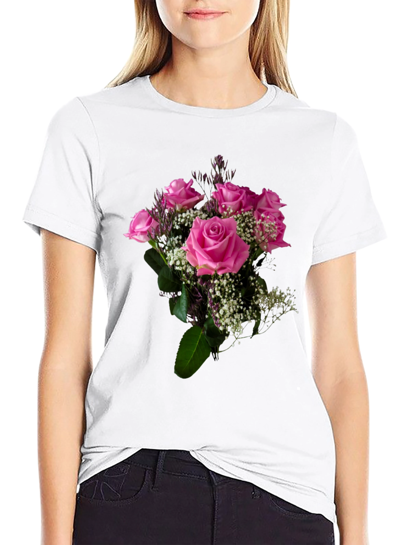 Floral Bouquet Graphic Tee - Black