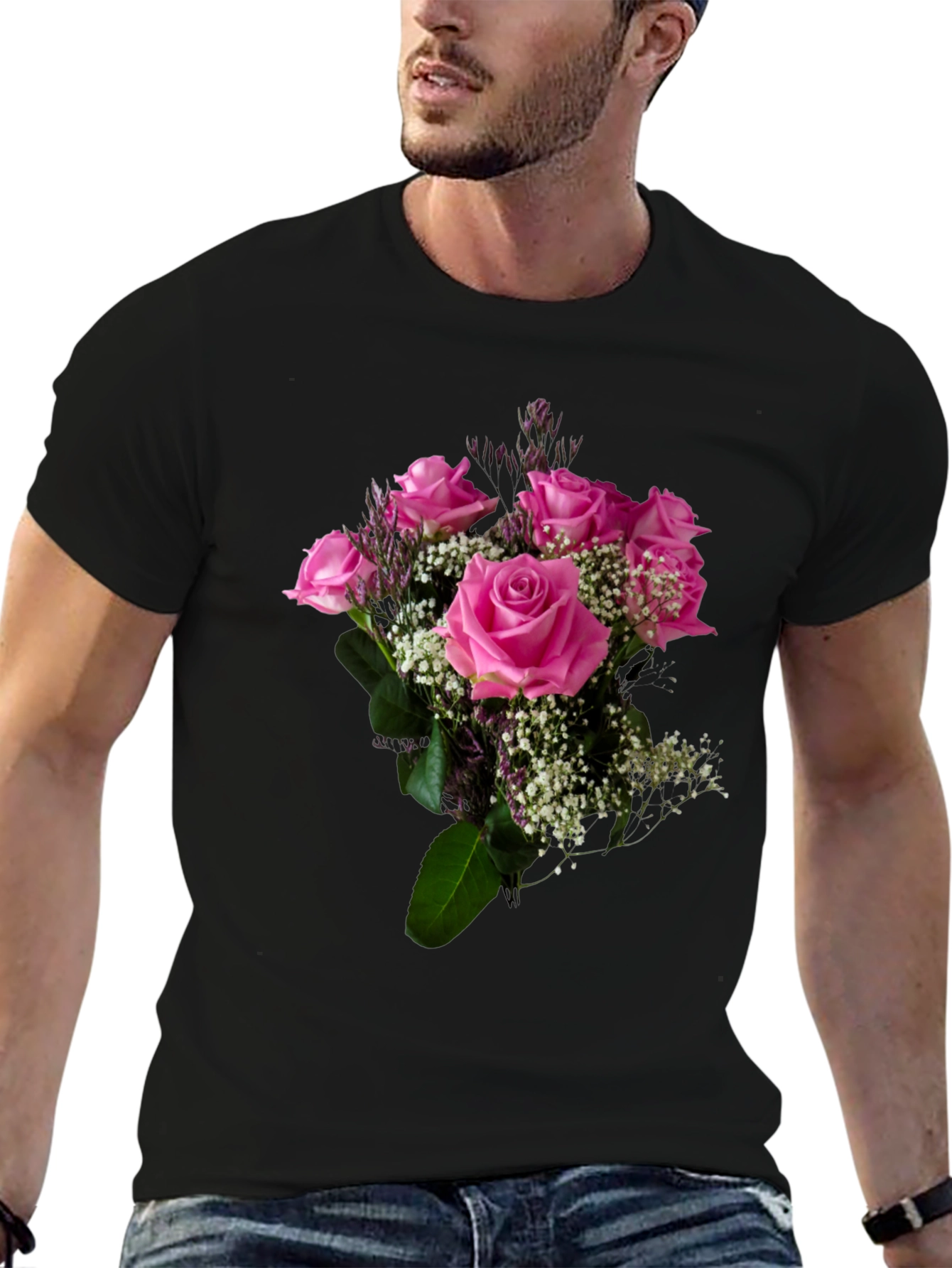 Floral Bouquet Graphic Tee - Black