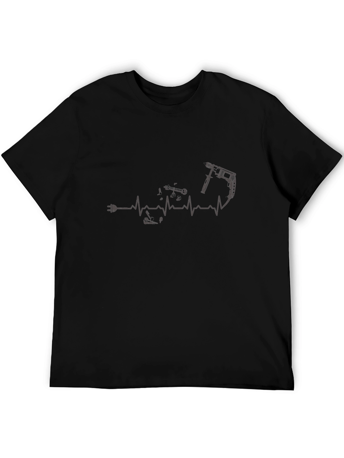Electrician Heartbeat Graphic T-Shirt - Black