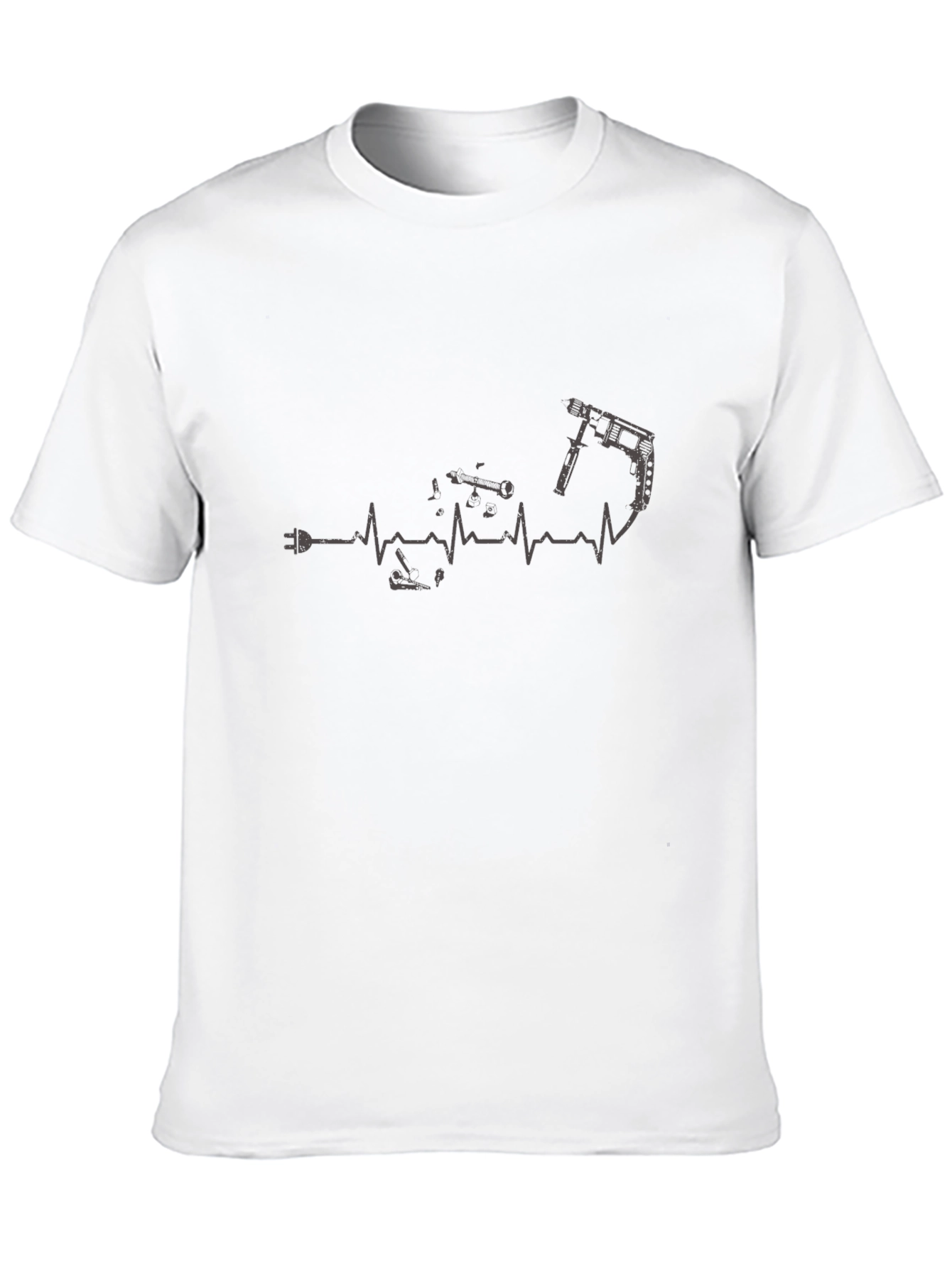 Electrician Heartbeat Graphic T-Shirt - Black